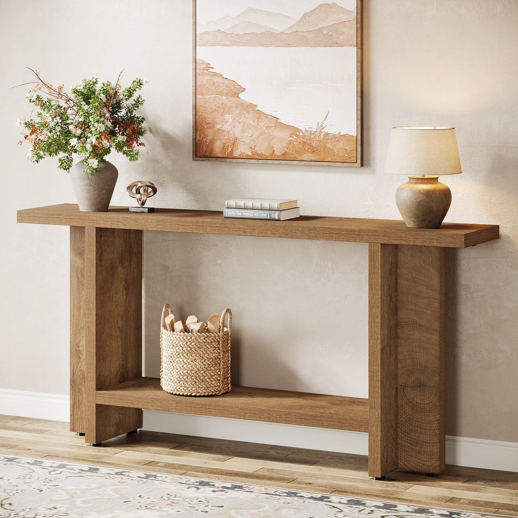 Tribesigns Mesa consola de 150 cm, Mesa de sofá de estilo rústico Mesa de recibidor
