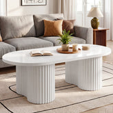 Tribesigns 120 cm ovaler Couchtisch, moderner Wohnzimmertisch mit geriffelter Oberfläche im minimalistischen Design 3