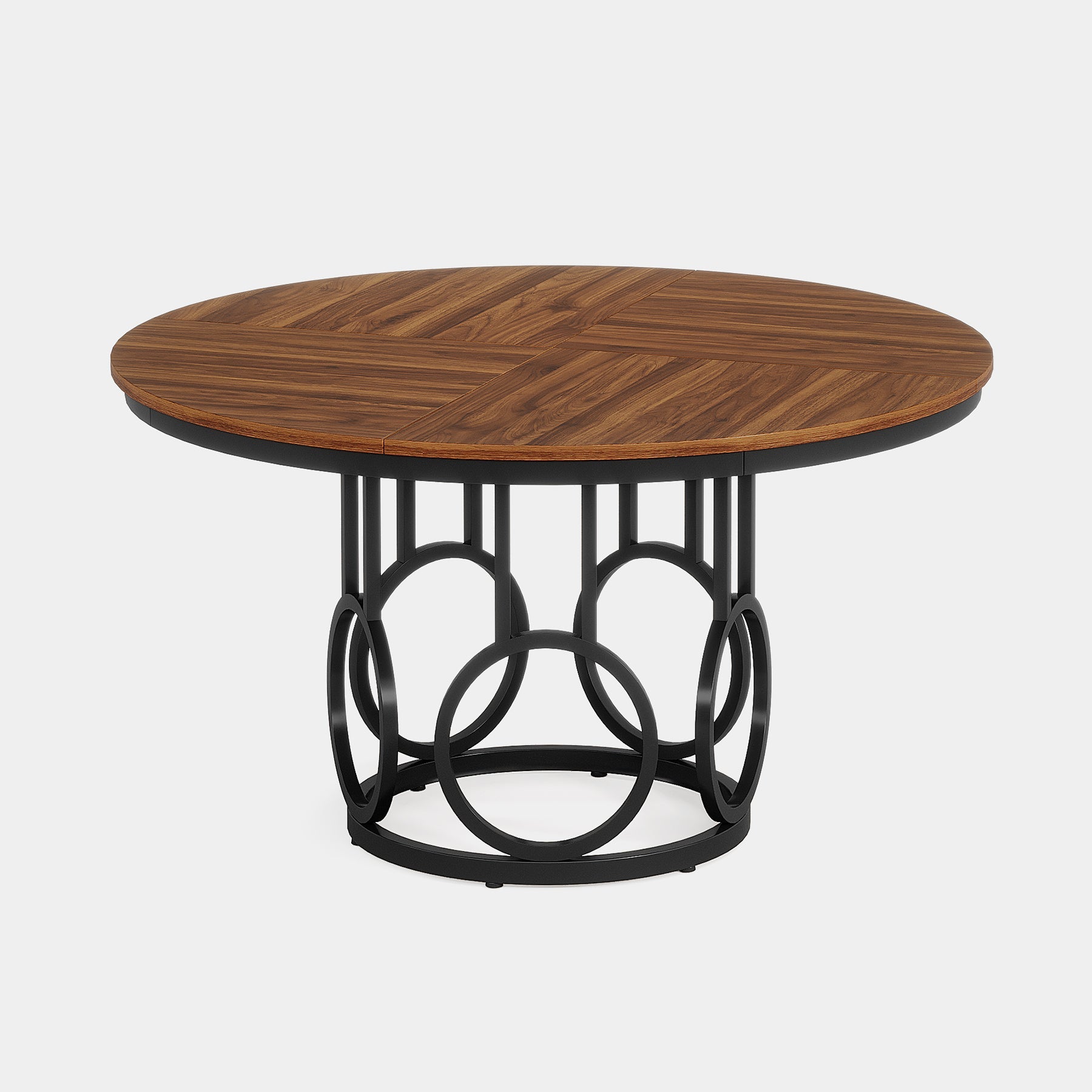 Tribesigns Mesa de comedor rústica con patas de metal y mesa de cocina redonda