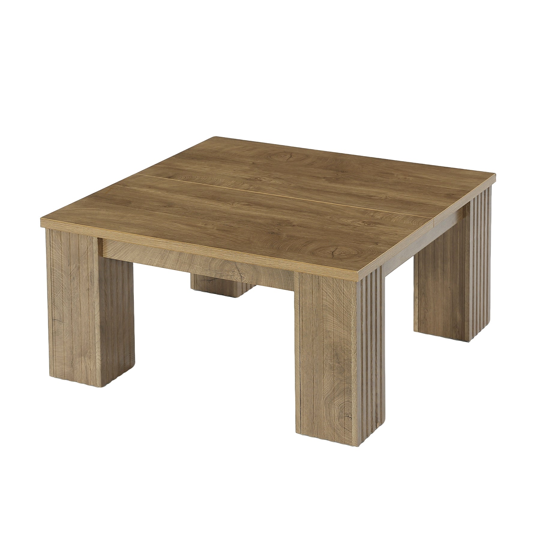 Tribesigns Mesa de centro cuadrada de 100 cm, Mesa de salón de estilo rústico con patas estriadas