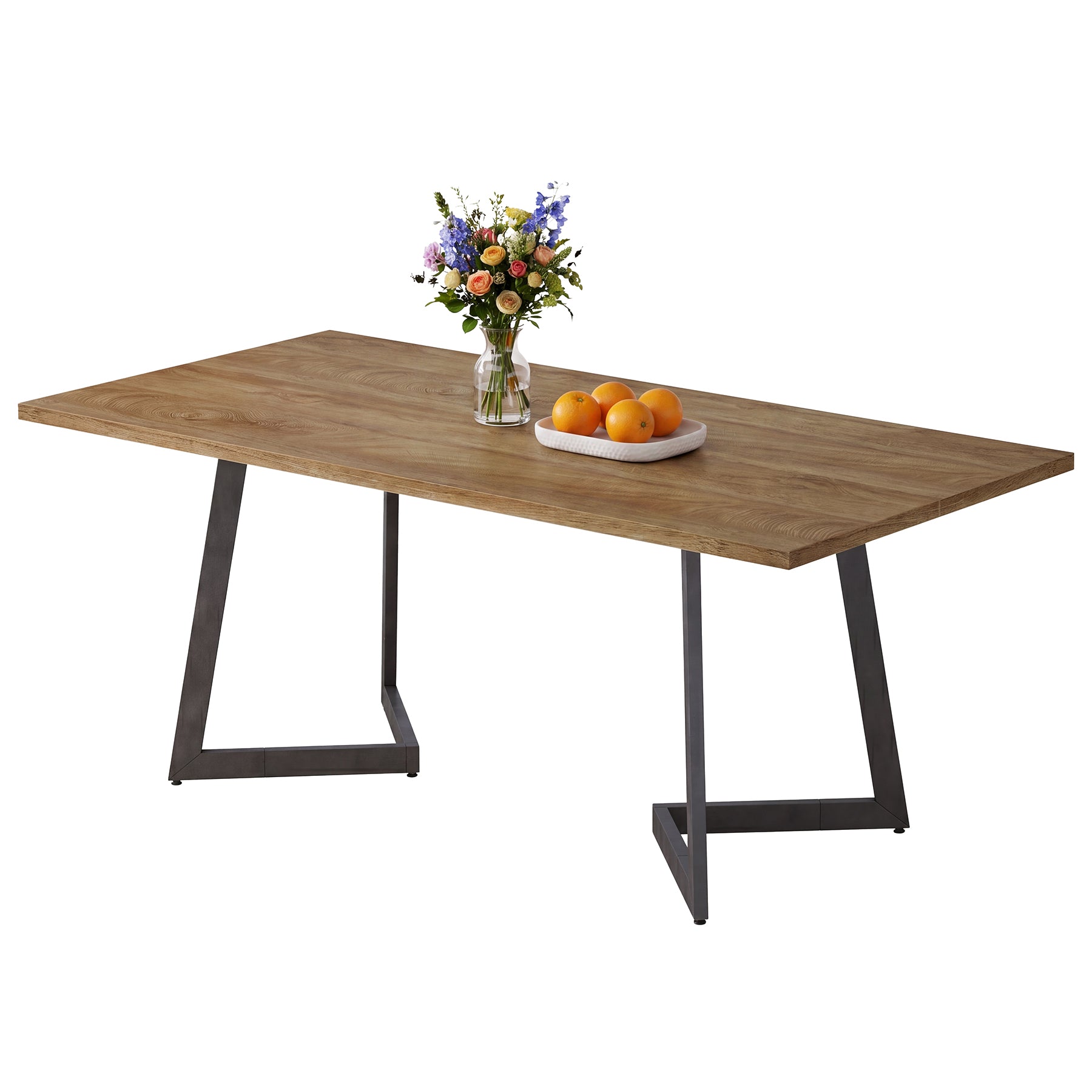 Tribesigns Mesa de comedor moderna de 160 cm, Mesa de cocina rectangular con estructura metálica