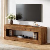 Tribesigns Mueble de TV de 120 cm de madera maciza con almacenamiento, Mueble bajo rústico para equipos multimedia 3