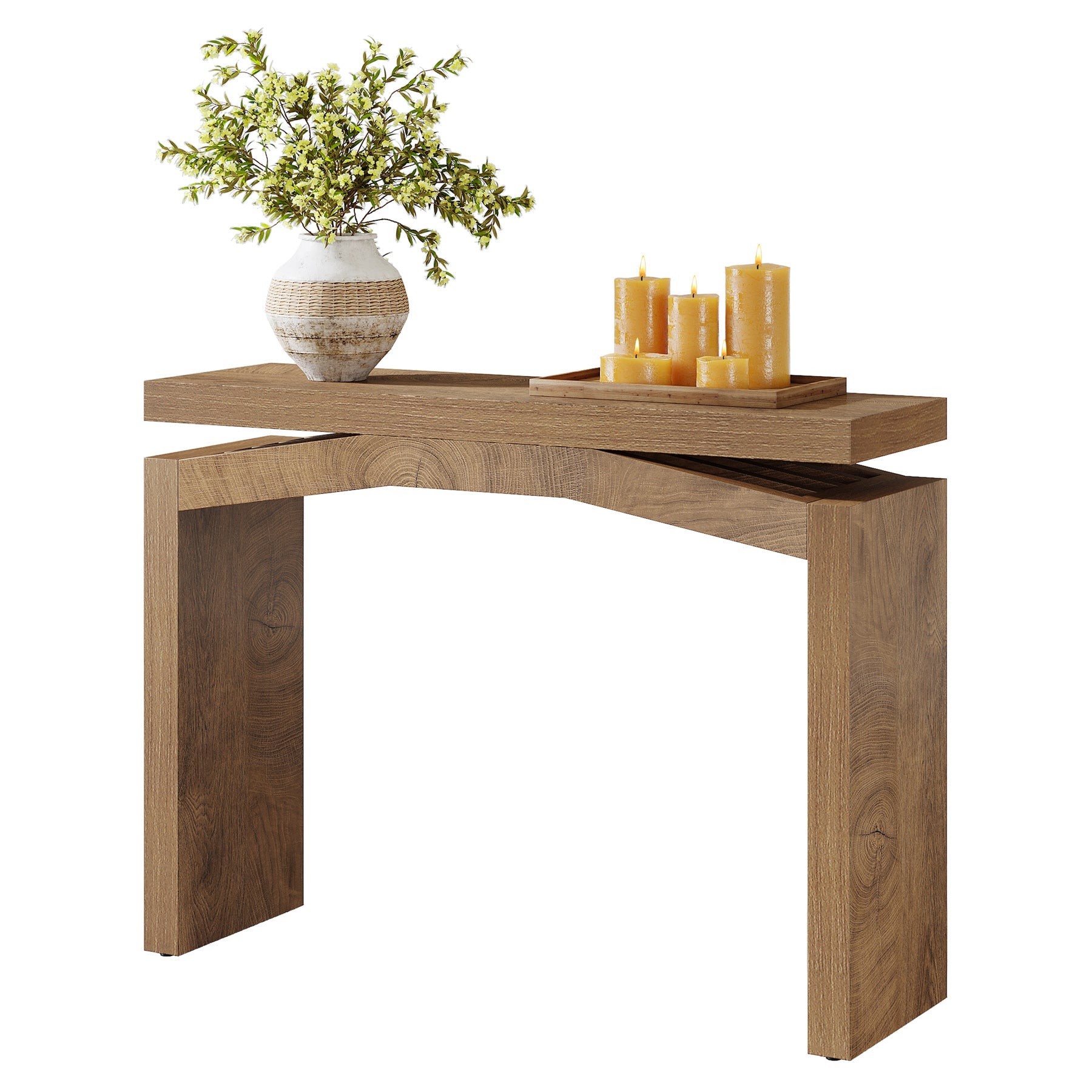 Tribesigns Mesa consola 100 cm (estrecha), Mesa de pasillo estilo granja con diseño moderno