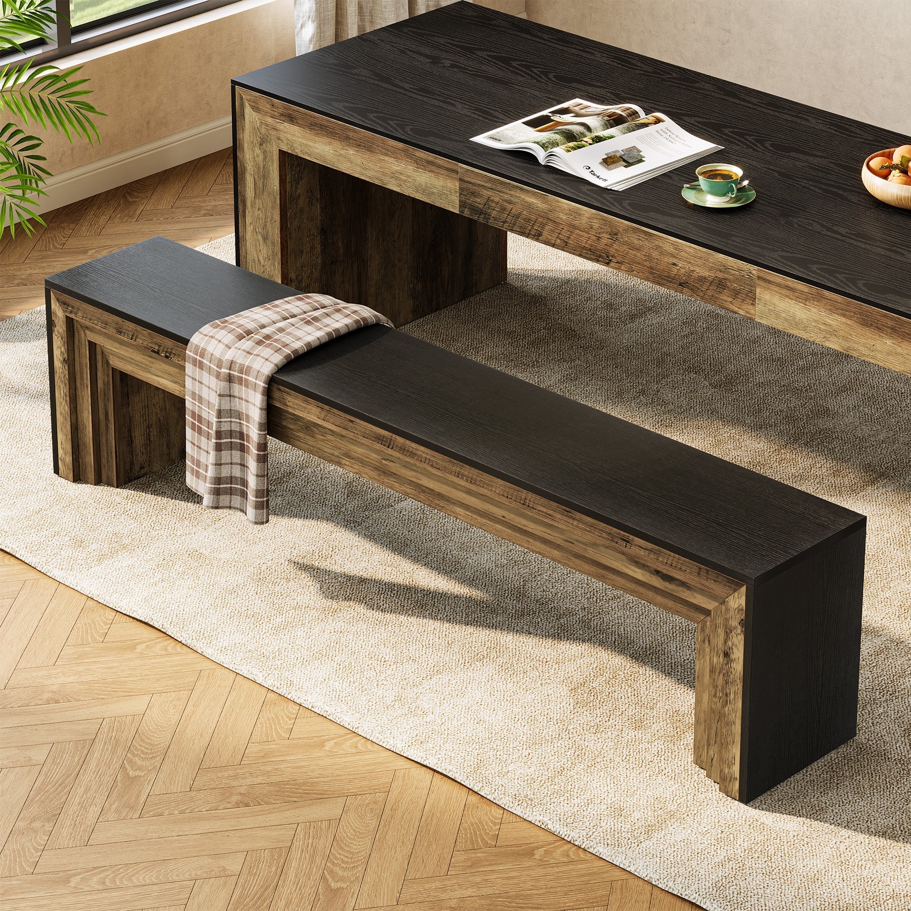 Tribesigns Banco de 180 cm, Banco extralargo para pasillo de estilo rústico moderno, ideal para pasillo y sala de estar