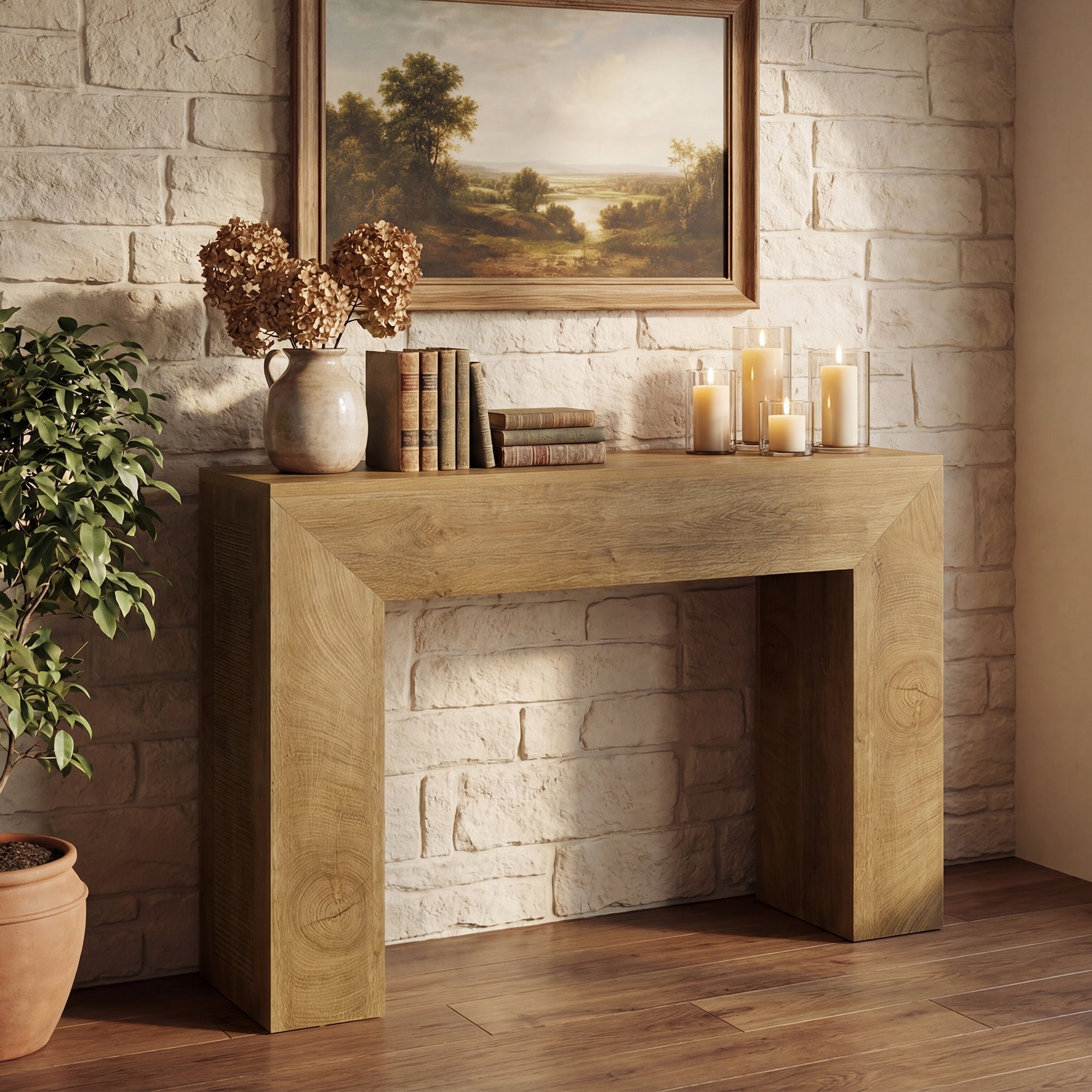 Tribesigns Consola de entrada, Mesa auxiliar estrecha de 110 cm de largo en estilo rústico