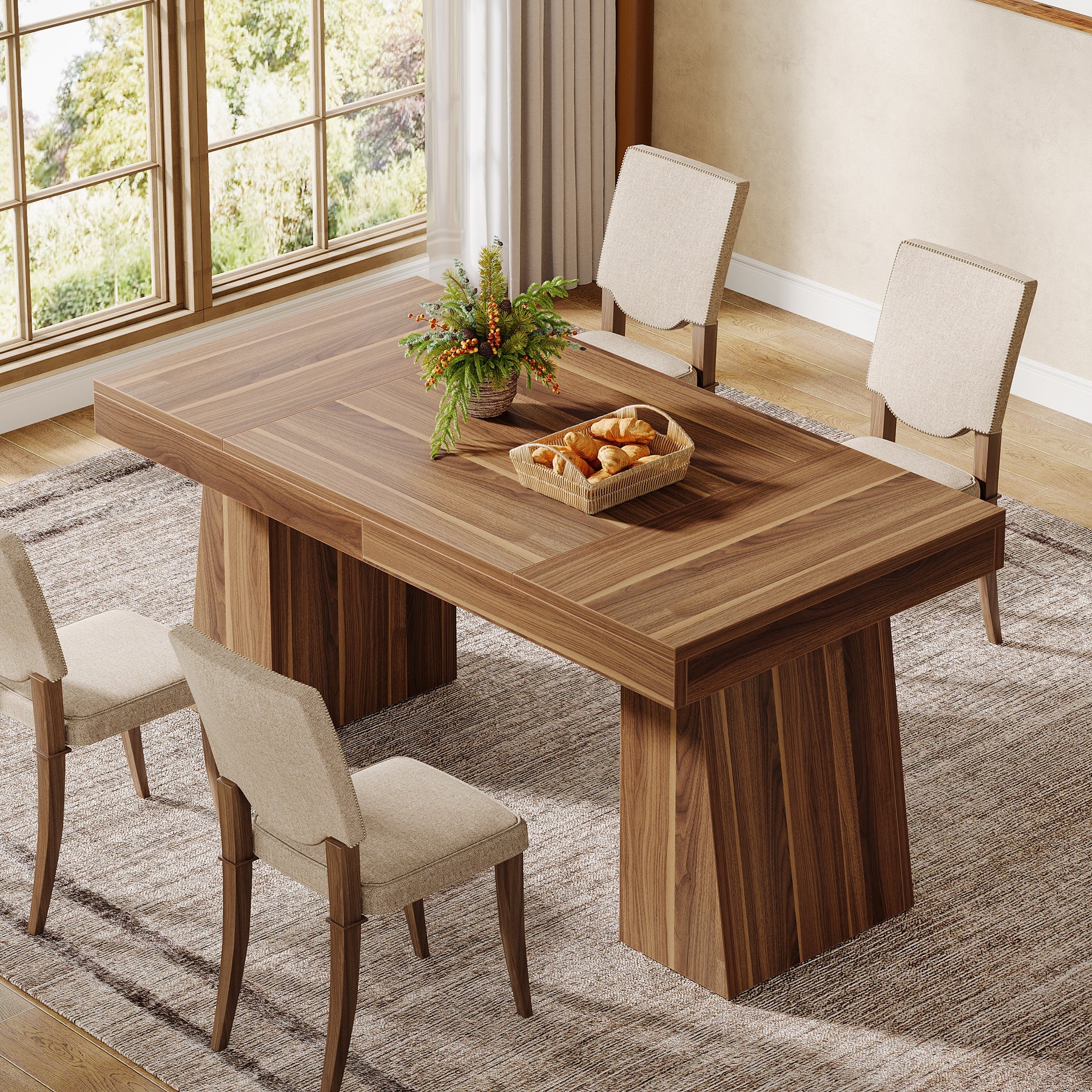 Tribesigns Mesa de comedor de 140 cm, Mesa de cocina de madera para 4-6 personas