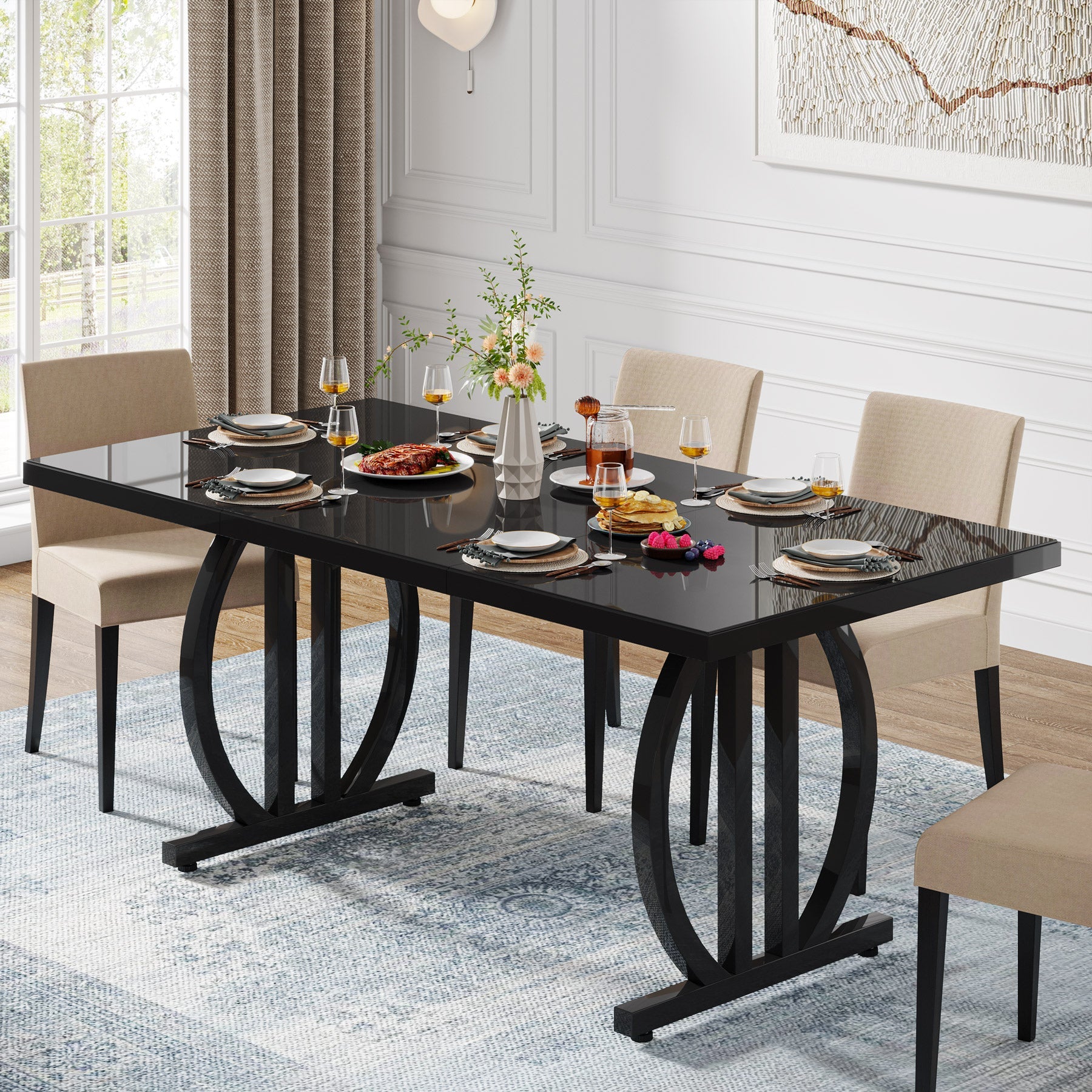 Tribesigns Mesa de comedor de 160 cm, Moderna mesa de cocina para 4-6 personas