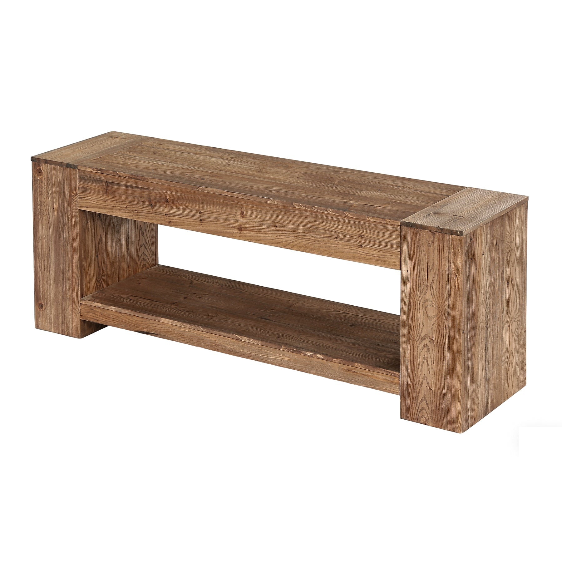 Tribesigns Mueble de TV de madera maciza de 160 cm para televisores, Mueble de TV rústico con compartimento de almacenamiento abierto