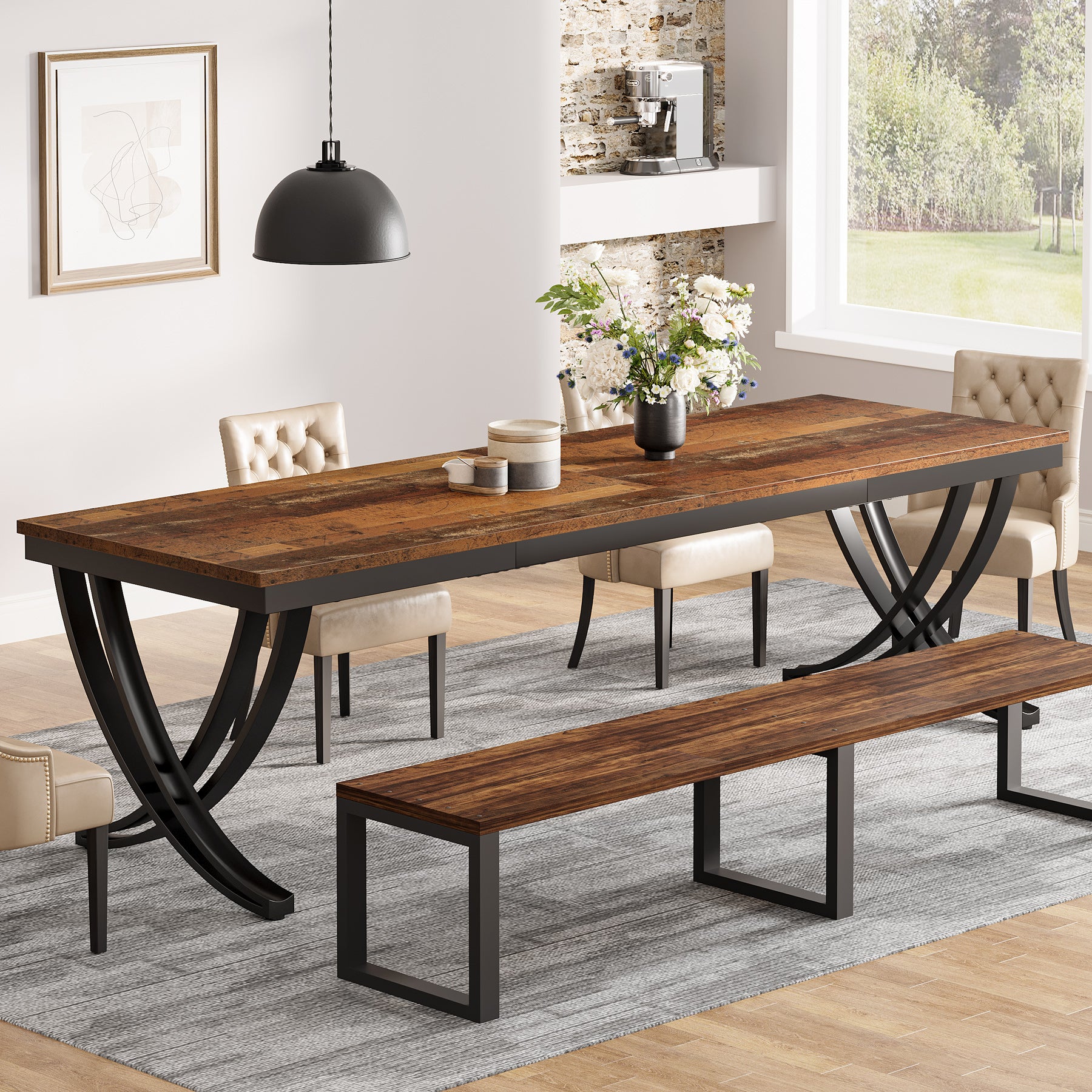 Tribesigns Mesa de comedor grande, Mesa de comedor rectangular para 6-8 personas
