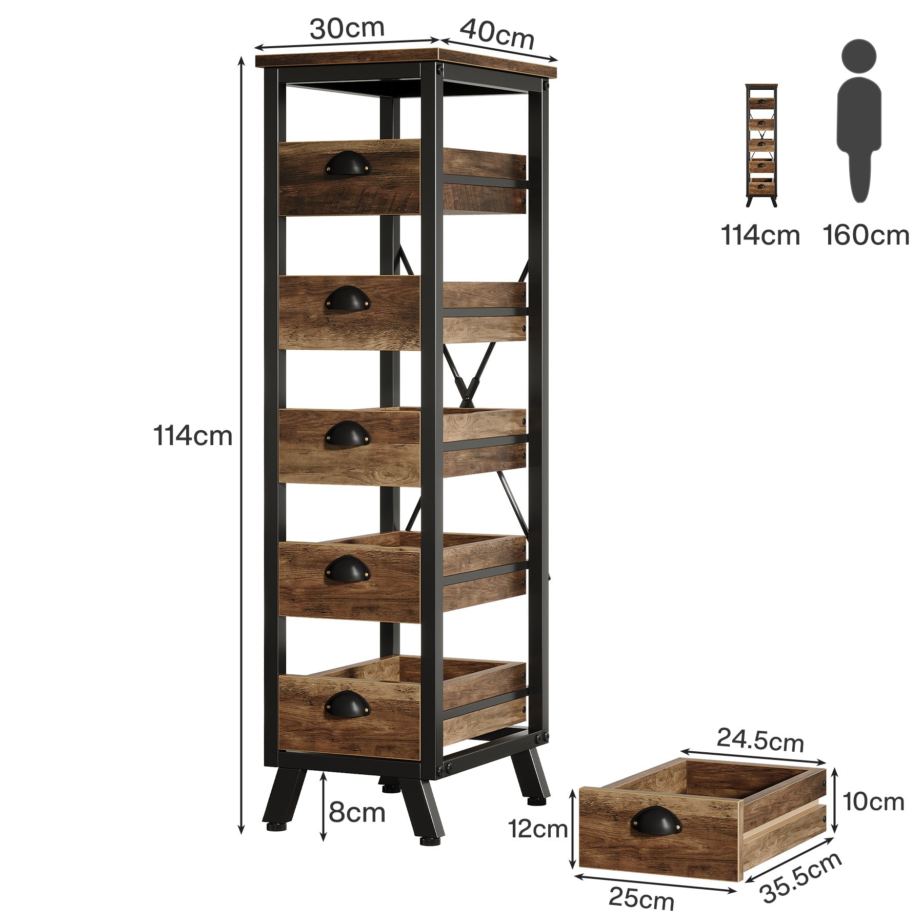 Tribesigns Soporte para frutas y verduras, Soporte para bocadillos de 5 niveles Soporte para cesta de frutas para cocina