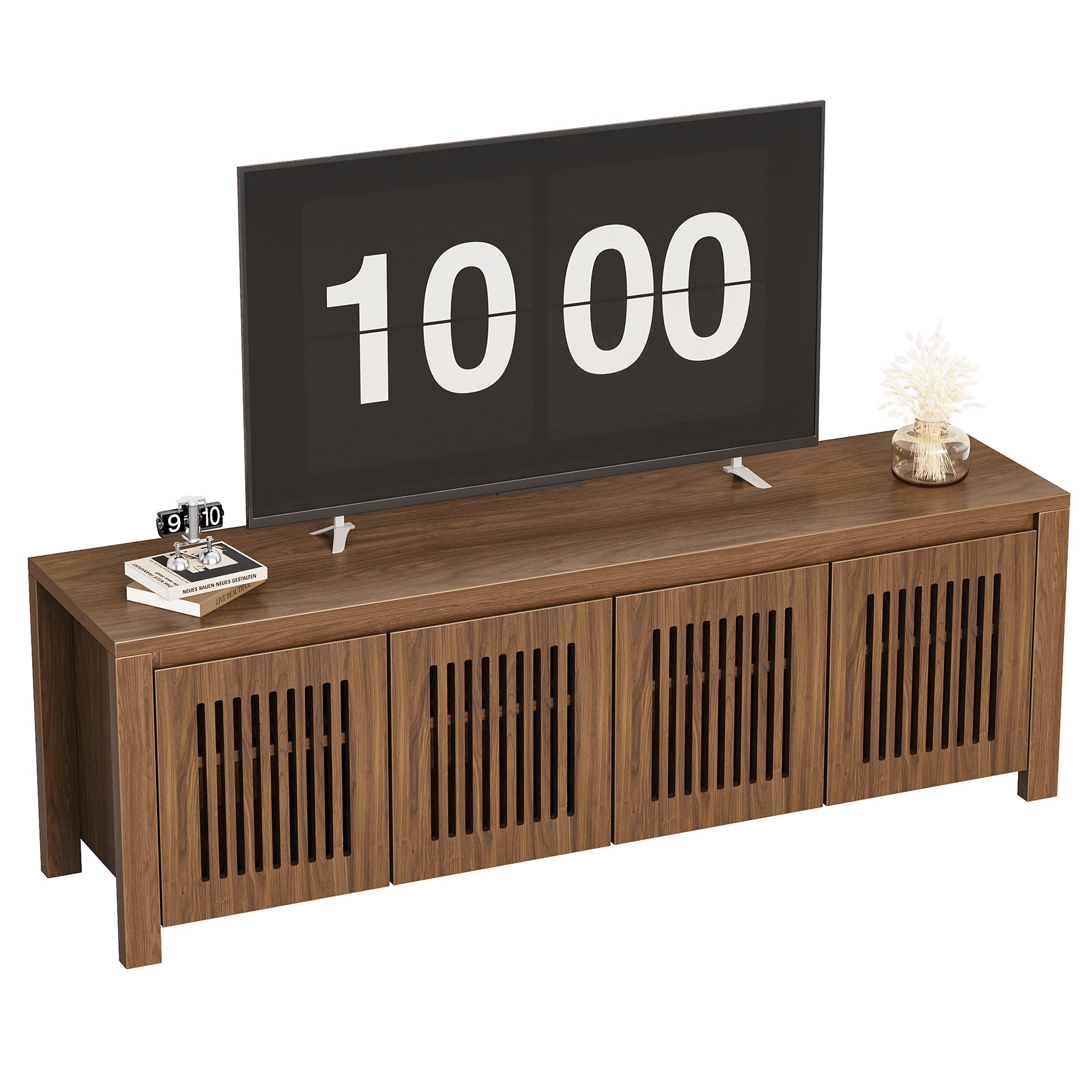 Tribesigns Mueble para TV 140 x 35 x 51 cm, Mueble bajo independiente con 8 compartimentos de almacenamiento