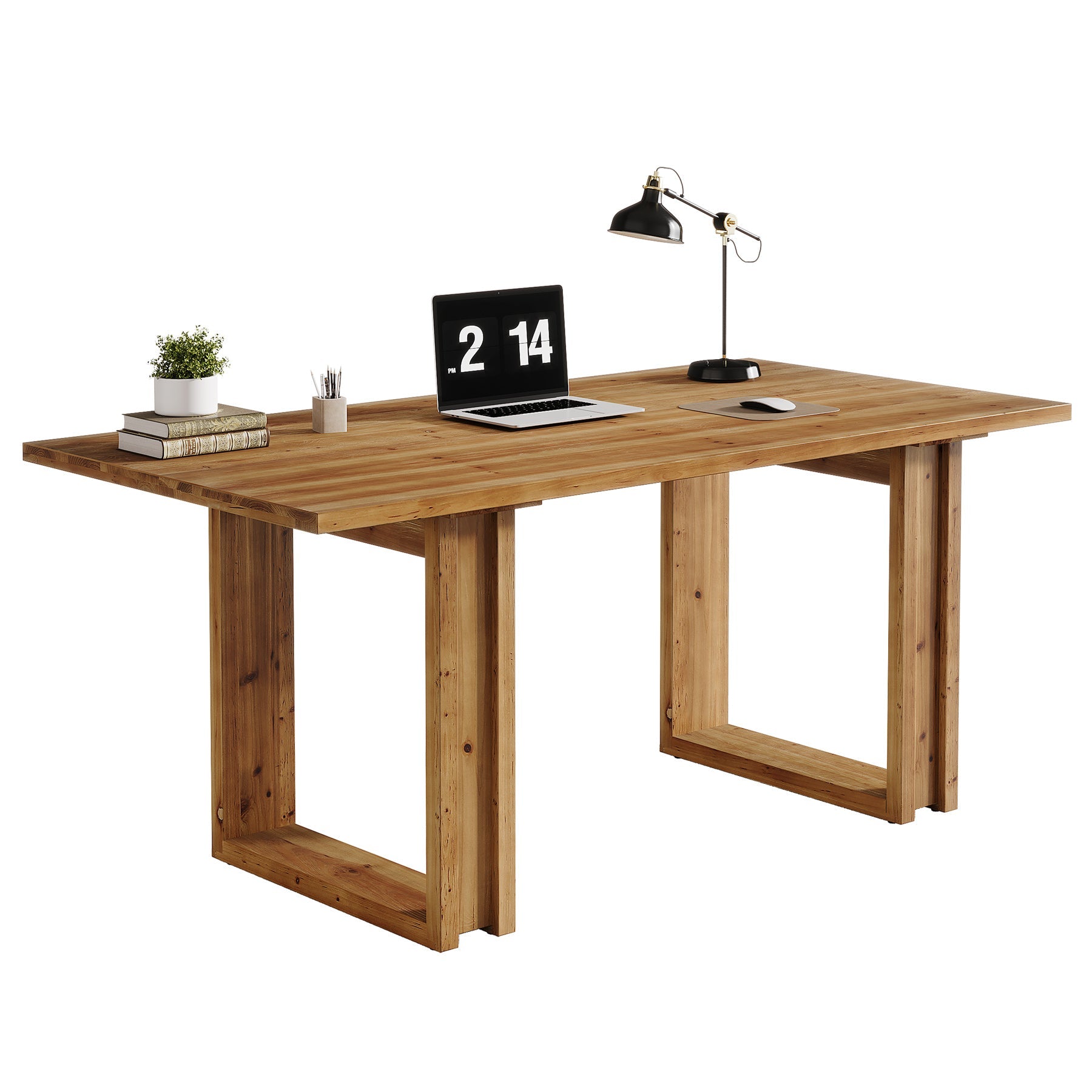 Escritorio de madera maciza de 160 cm, Mesa grande para oficina en casa fabricada en madera de abeto Escritorio ejecutivo de estilo rústico