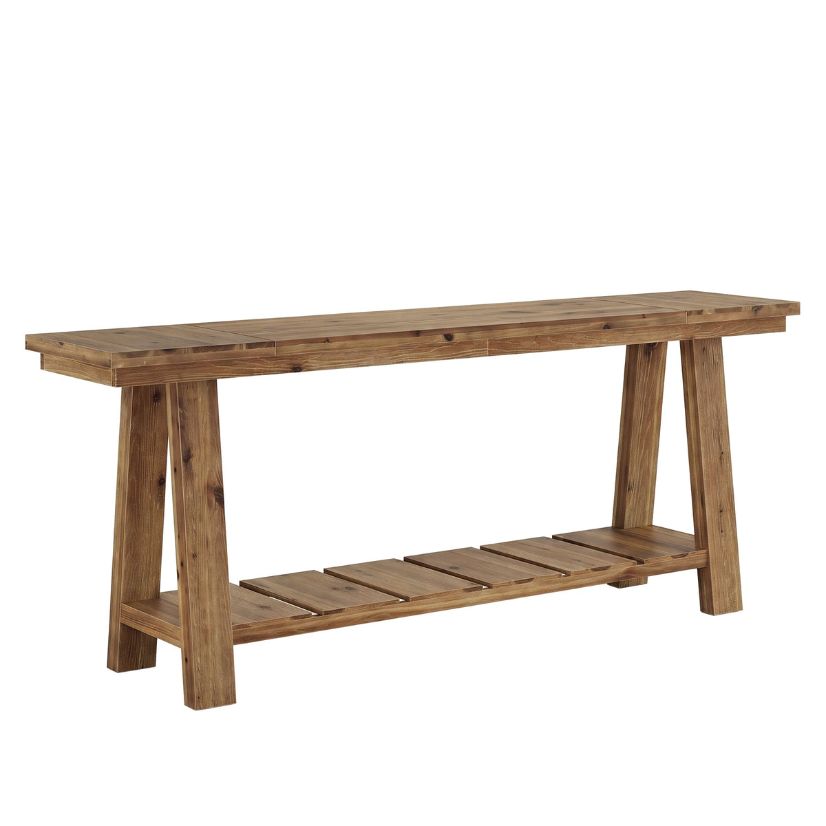 Tribesigns Mesa consola de madera maciza de 200 cm, Mesa de entrada estrecha con 2 estantes