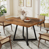 Tribesigns Mesa de Comedor para 4 Personas, Mesa con Patas de Metal Mesa de Comedor de Madera 3