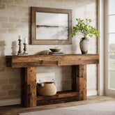 Tribesigns Mesa consola de madera de 160 cm, Mesa de sofá de granja con 2 niveles Mesa de entrada 3