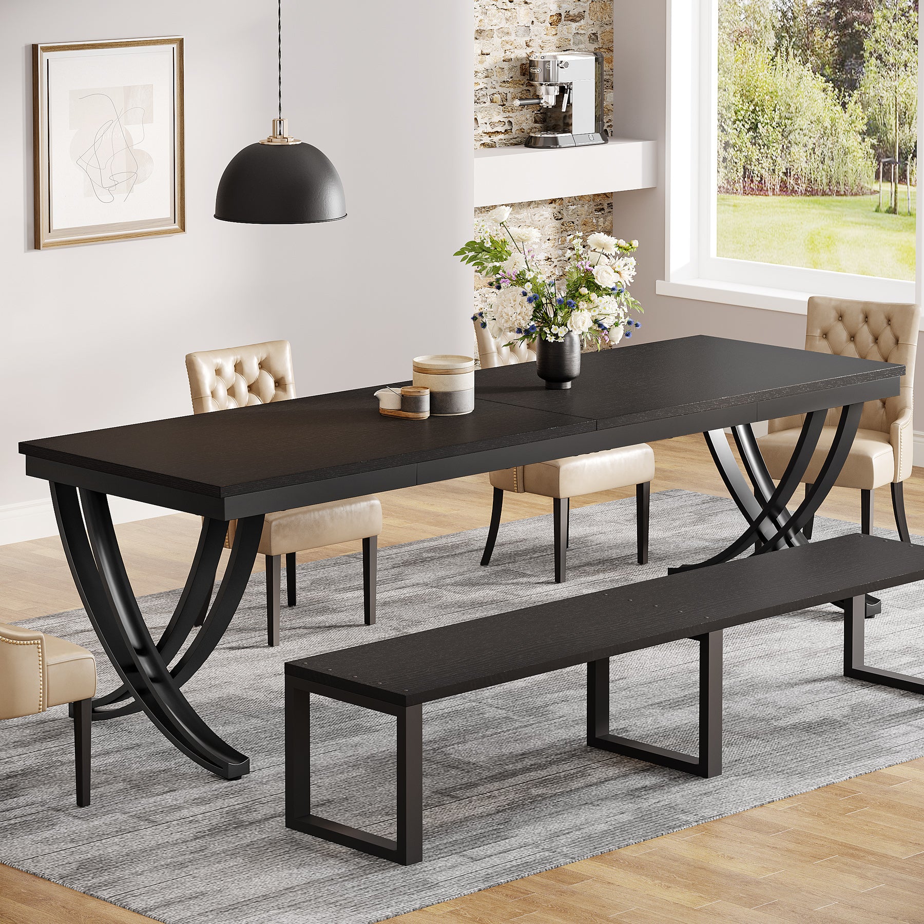 Tribesigns Mesa de comedor grande, Mesa de comedor rectangular para 6-8 personas
