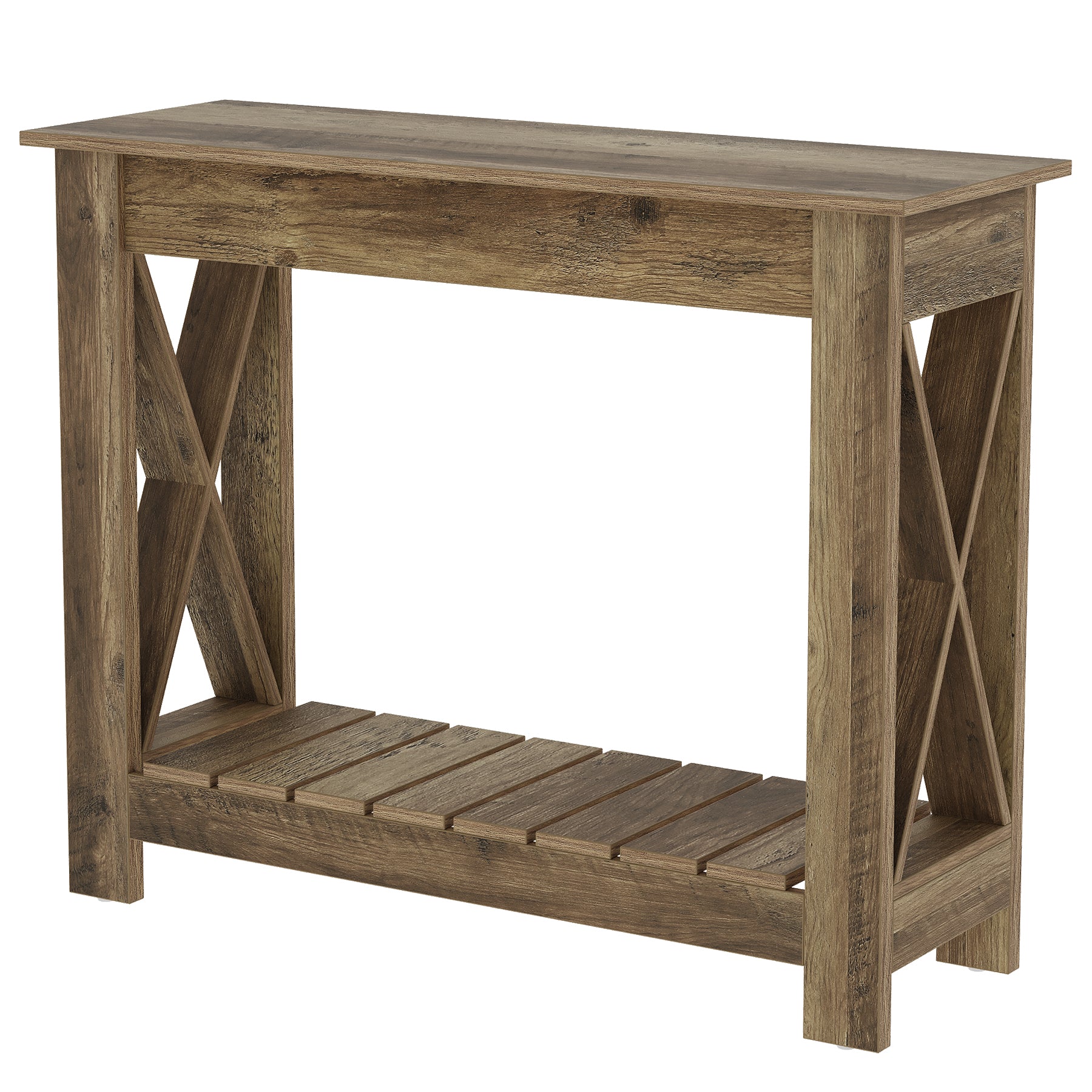 Tribesigns Mesa consola de madera 100 x 30 x 80 cm, Mesa auxiliar Mesa de sofá para espacios pequeños, mesa consola para recibidor, sala de estar, marrón vintage