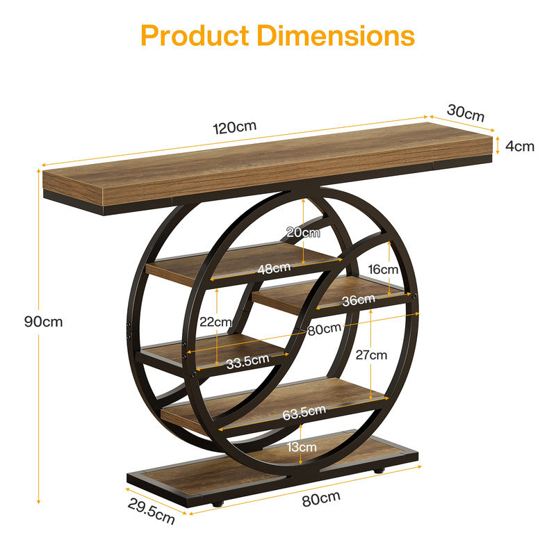 Tribesigns Mesa de centro de 6 niveles con compartimentos de 120 cm para recibidor y salón