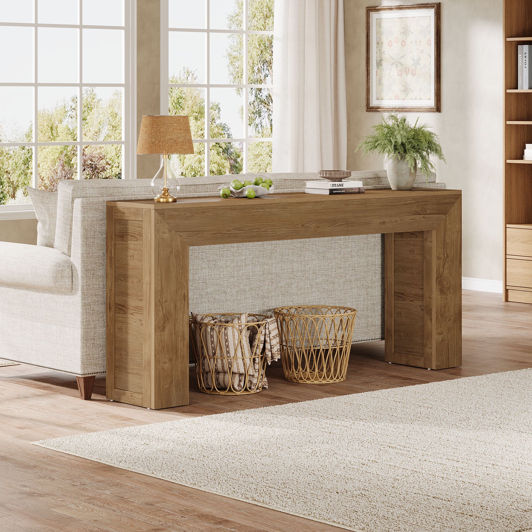 Tribesigns Mesa consola estrecha de 160 cm, Mesa de pasillo de madera detrás del sofá