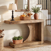 Tribesigns Mesa consola de madera maciza de 100 cm, Mesa de recibidor moderna con diseño en forma de C 3