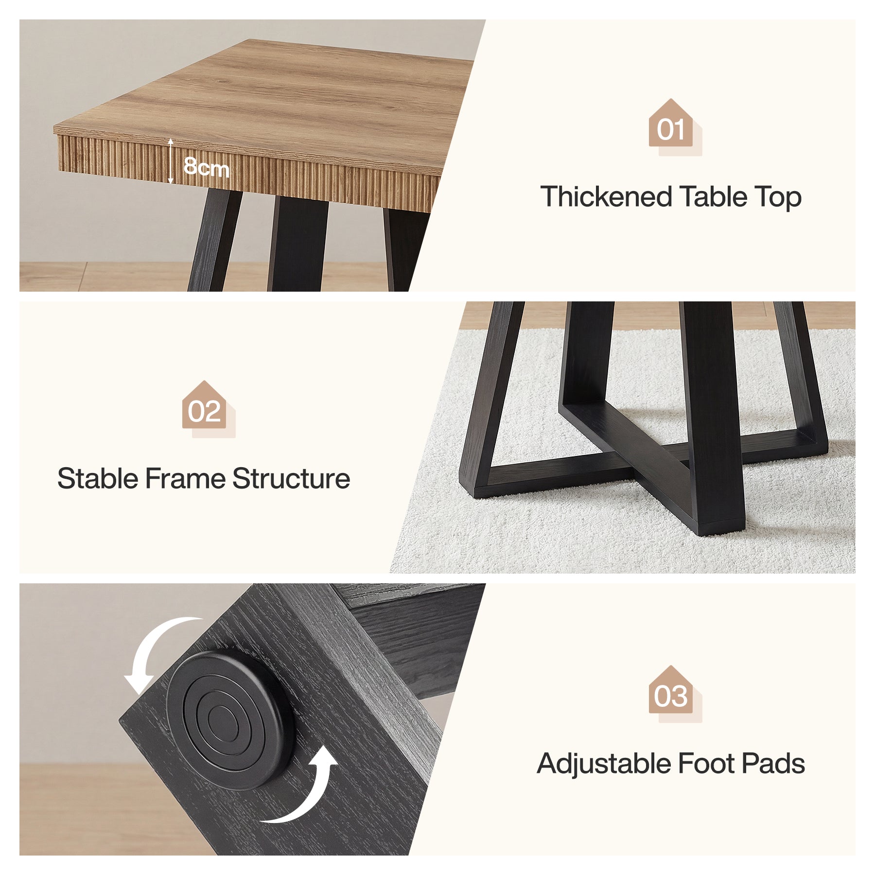 Tribesigns Mesa de Comedor Pequeña, Cuadrada de 80x80 cm para 2 a 4 Personas, Mesa de Cocina que Ahorra Espacio con Estructura en Forma de X