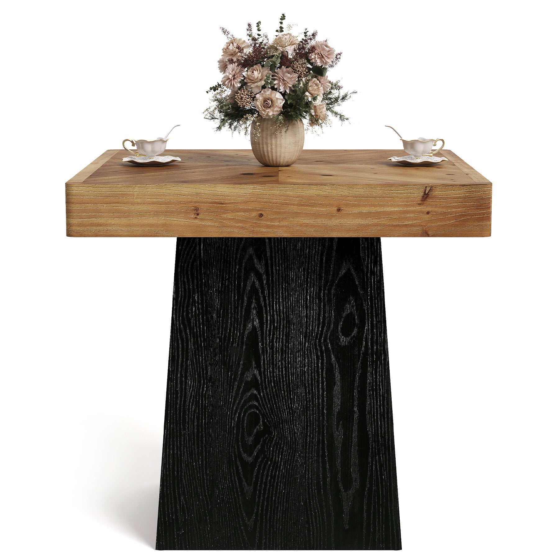 Tribesigns Mesa de comedor cuadrada de madera maciza 80 cm para 2 a 4 personas, Mesa de cocina de estilo rústico con base de pedestal robusta