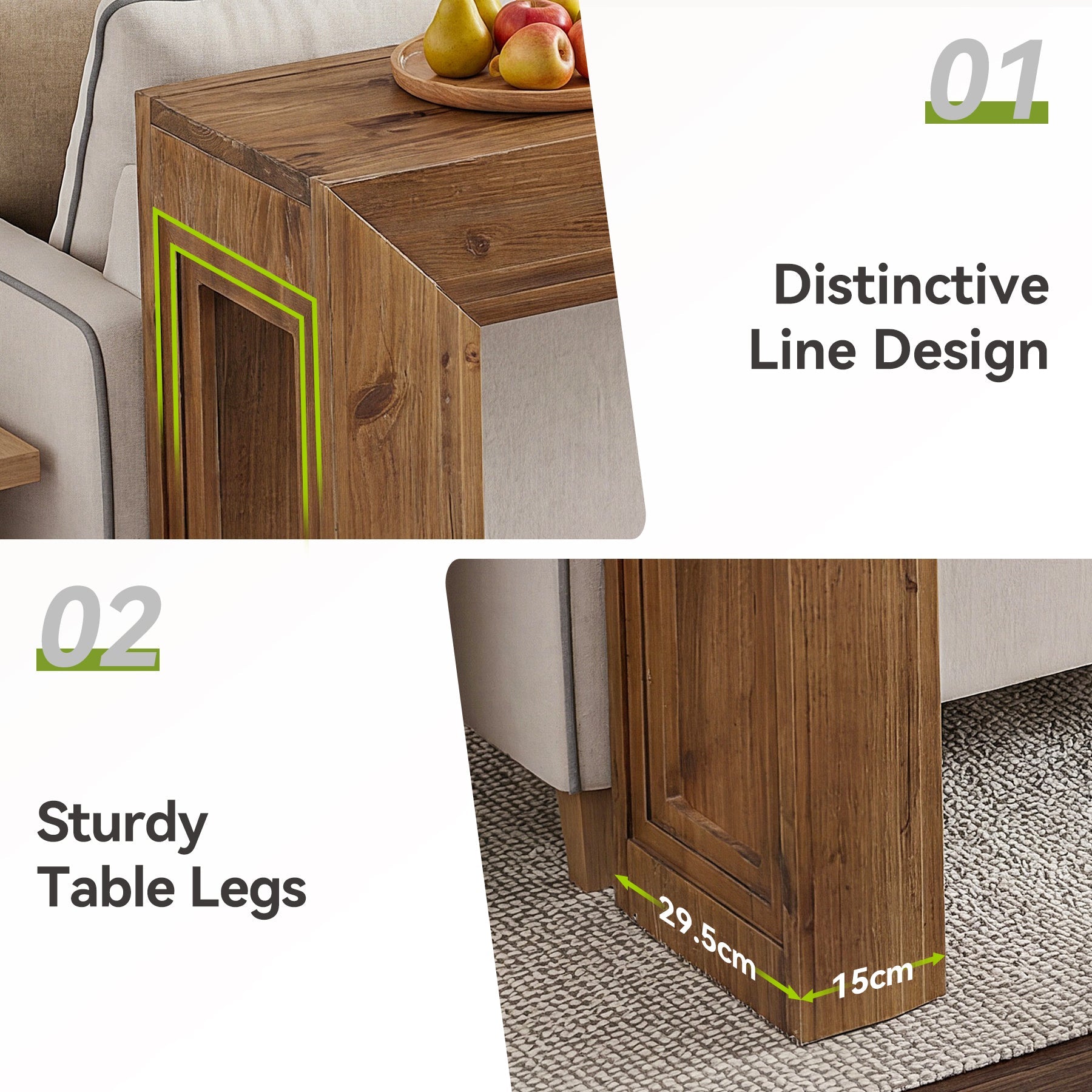 Tribesigns Consola estrecha de 160 cm, Mesa auxiliar de dos niveles con espacio de almacenamiento