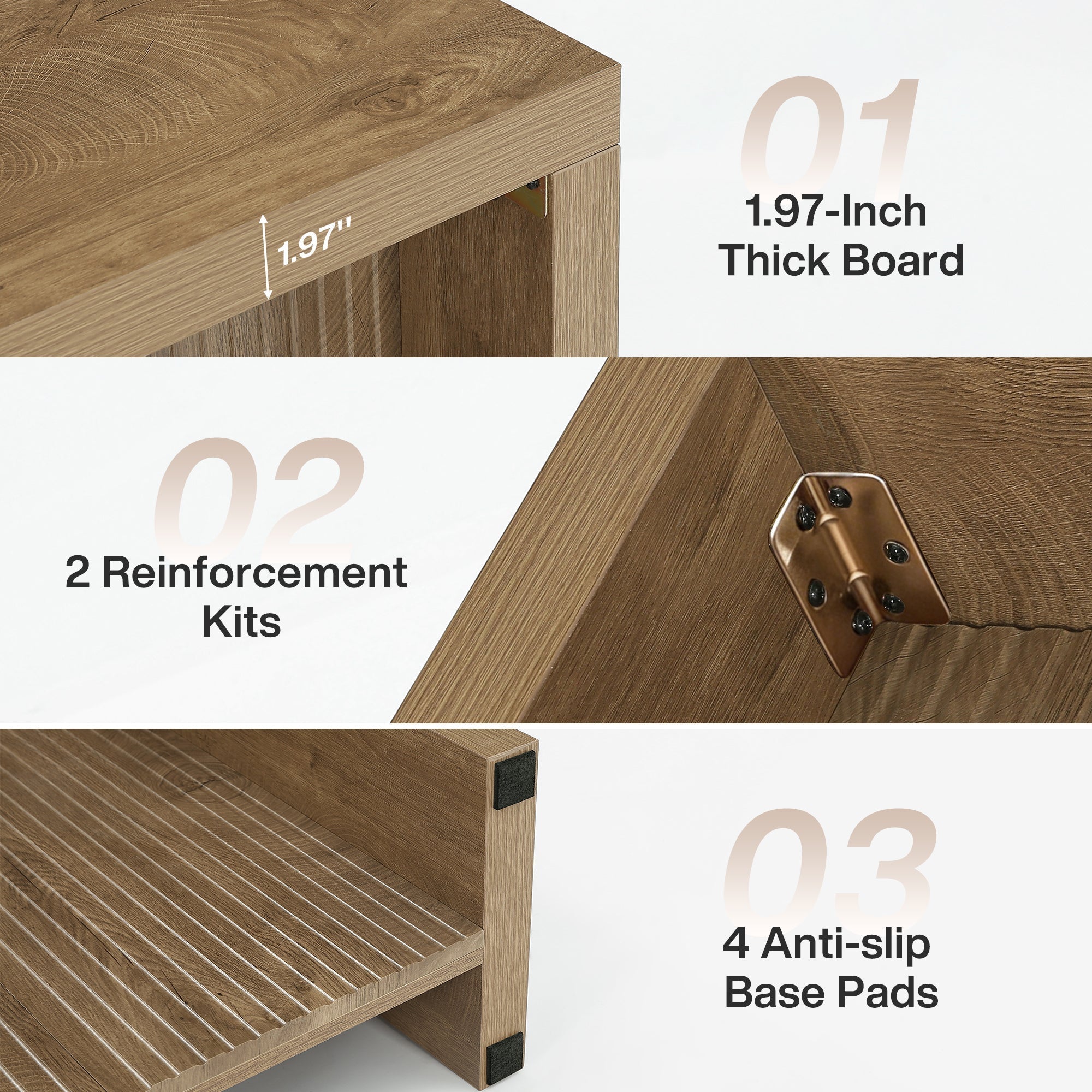 Consola rústica de 160 cm, Mesa de entrada de madera con diseño acanalado para el recibidor