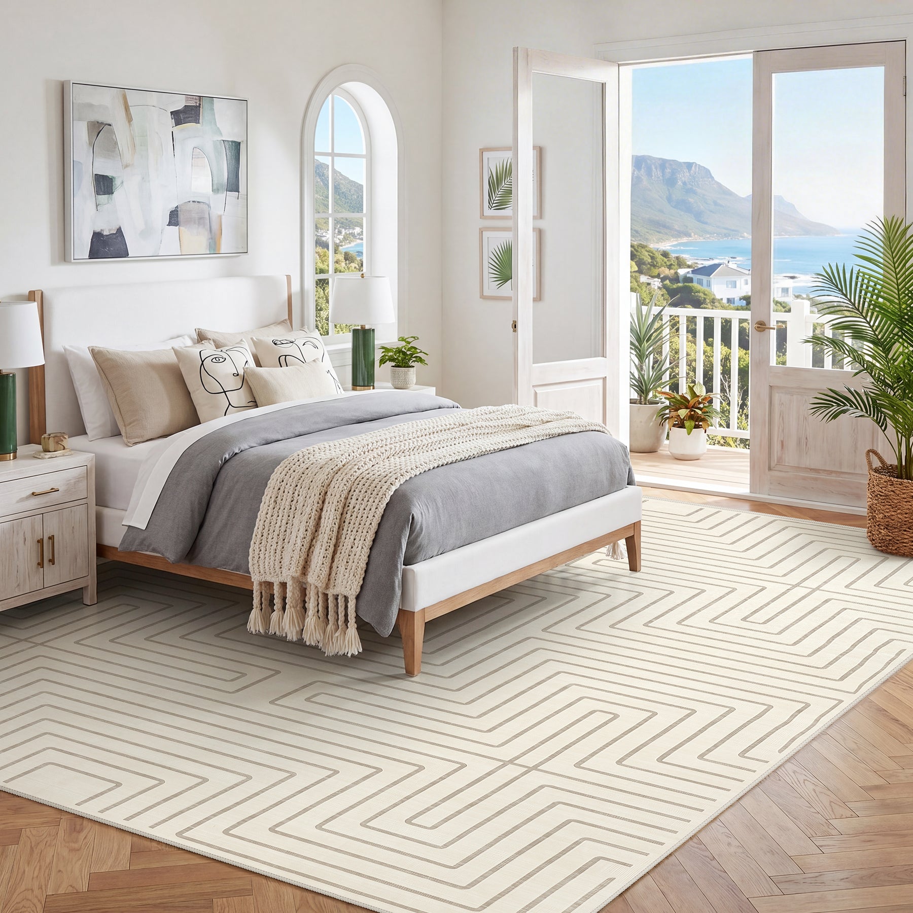 Tribesigns Alfombra geométrica de pelo corto, Base antideslizante lavable a máquina hasta 30 °C con certificación OEKO-TEX
