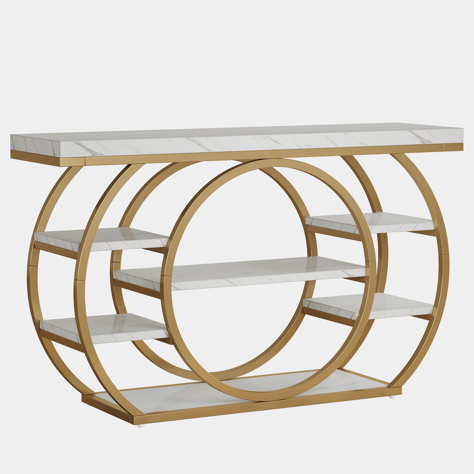 Tribesigns Mesa consola de 120 cm, Mesa de sofá industrial de 5 niveles con estructura de metal