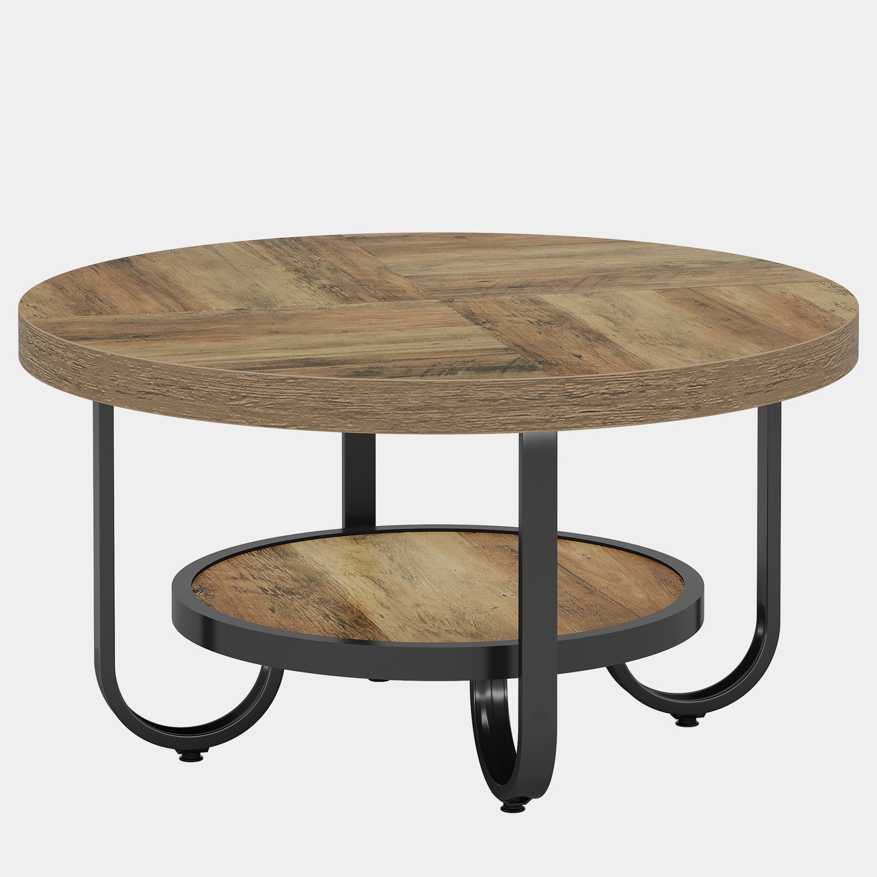 Tribesigns Mesa de centro de dos niveles 79 cm con estante de almacenamiento