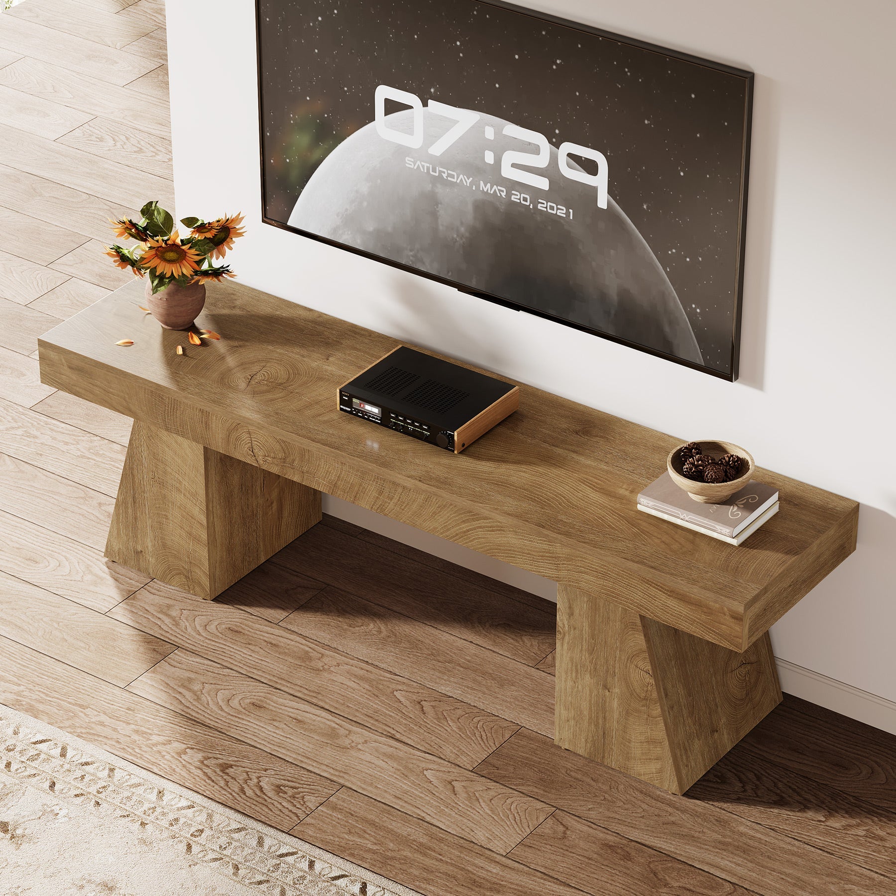 Tribesigns Mueble bajo para TV de 160 cm para televisores de hasta 75 pulgadas, Mueble para TV con base geométrica