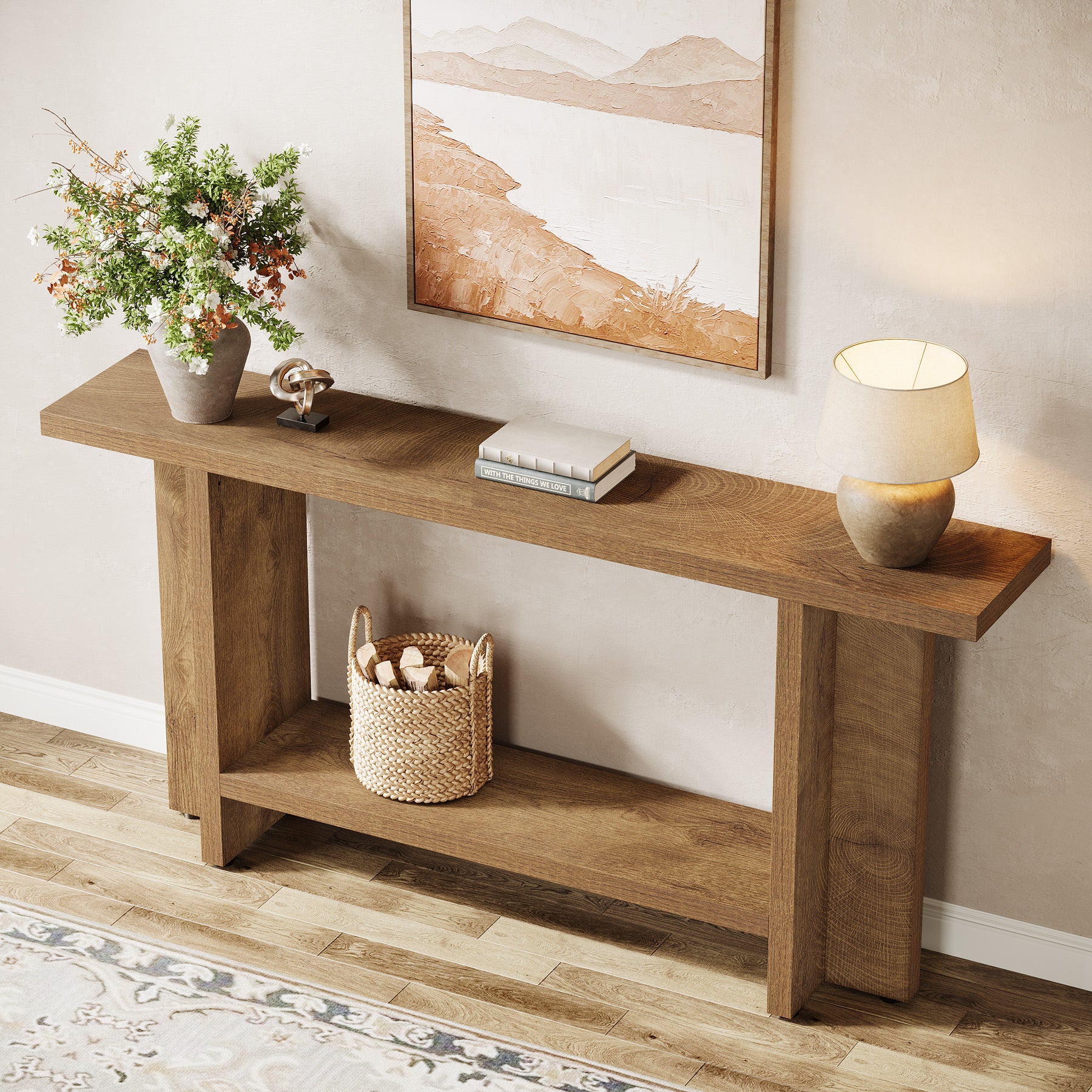Tribesigns Mesa consola de 150 cm, Mesa de sofá de estilo rústico Mesa de recibidor
