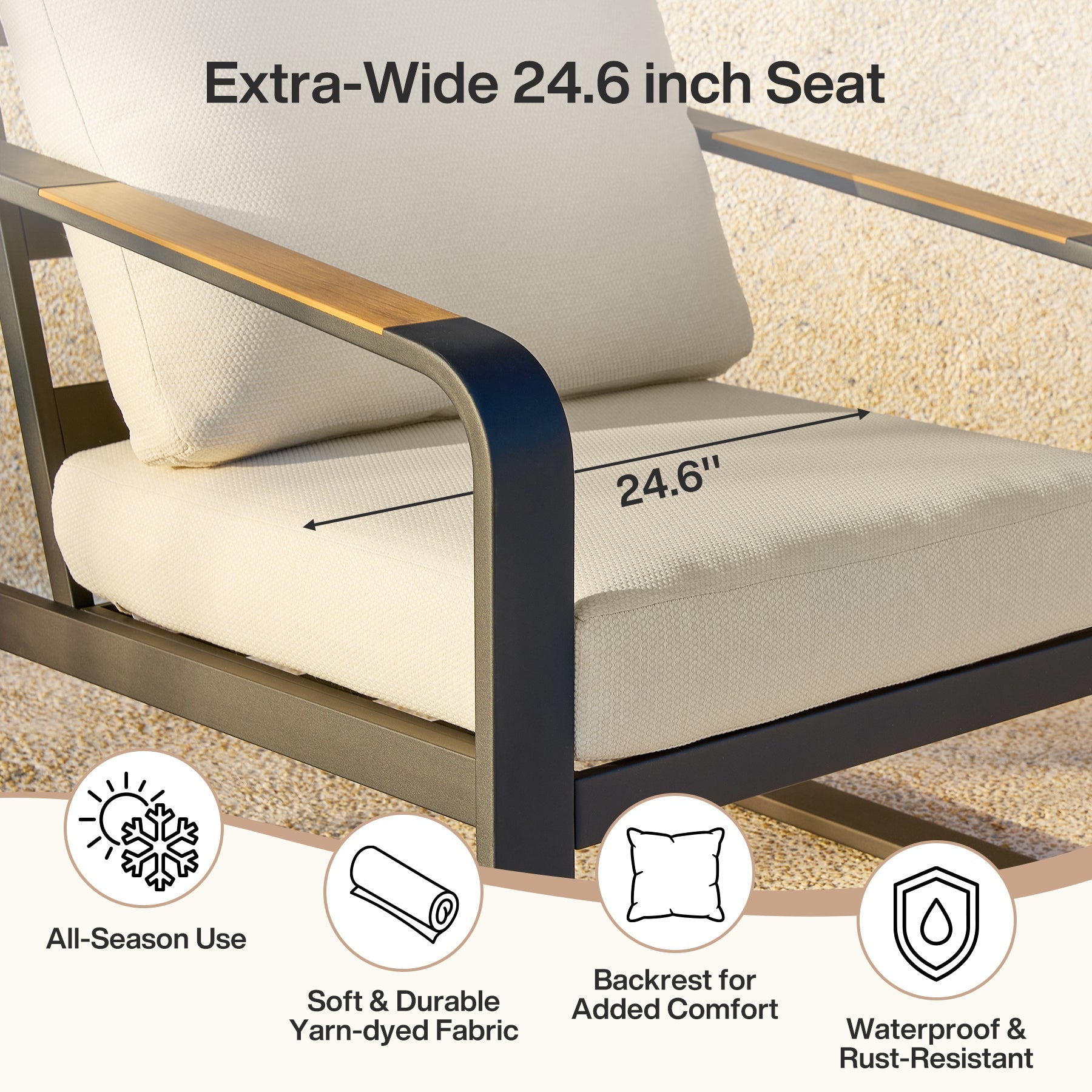 Tribesigns Silla de jardín Lounge con cojines, Silla de patio de aluminio para balcón o jardín