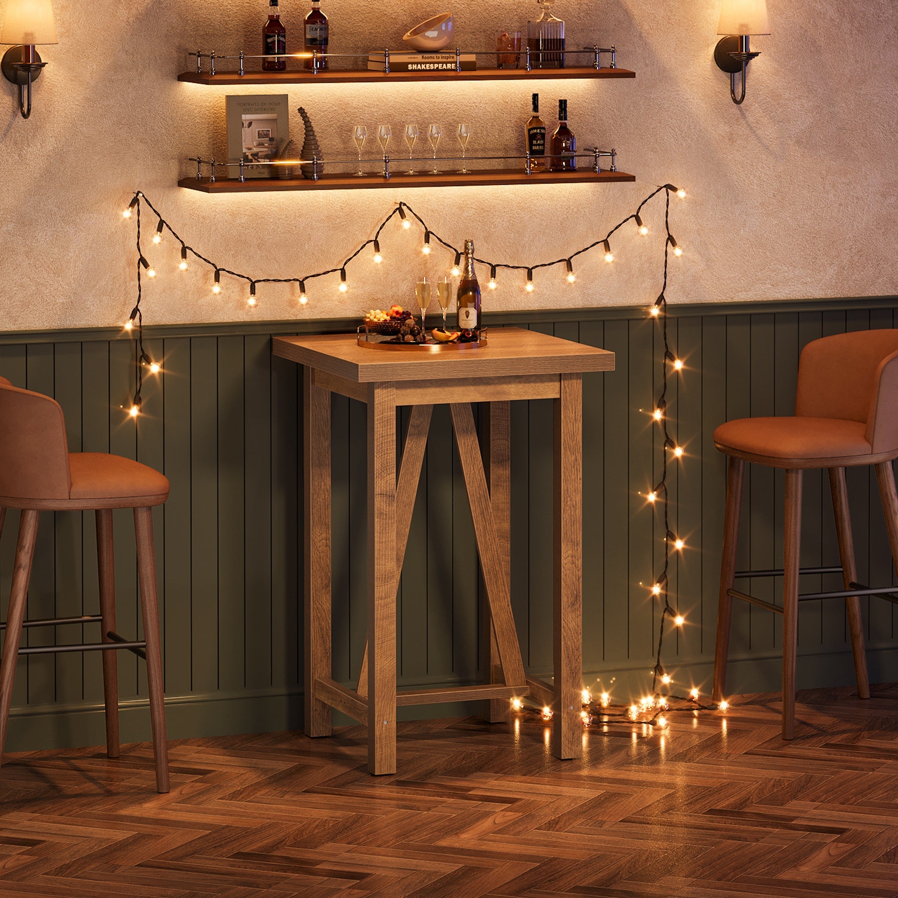 Tribesigns Mesa de bar a una altura de mostrador de 100 cm, Mesa de pub cuadrada de estilo rústico