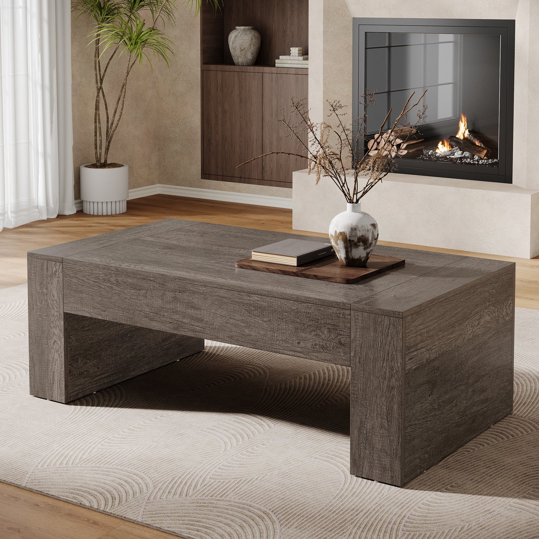 Tribesigns Mesa auxiliar rectangular para sala de estar, Mesa de té de cóctel central
