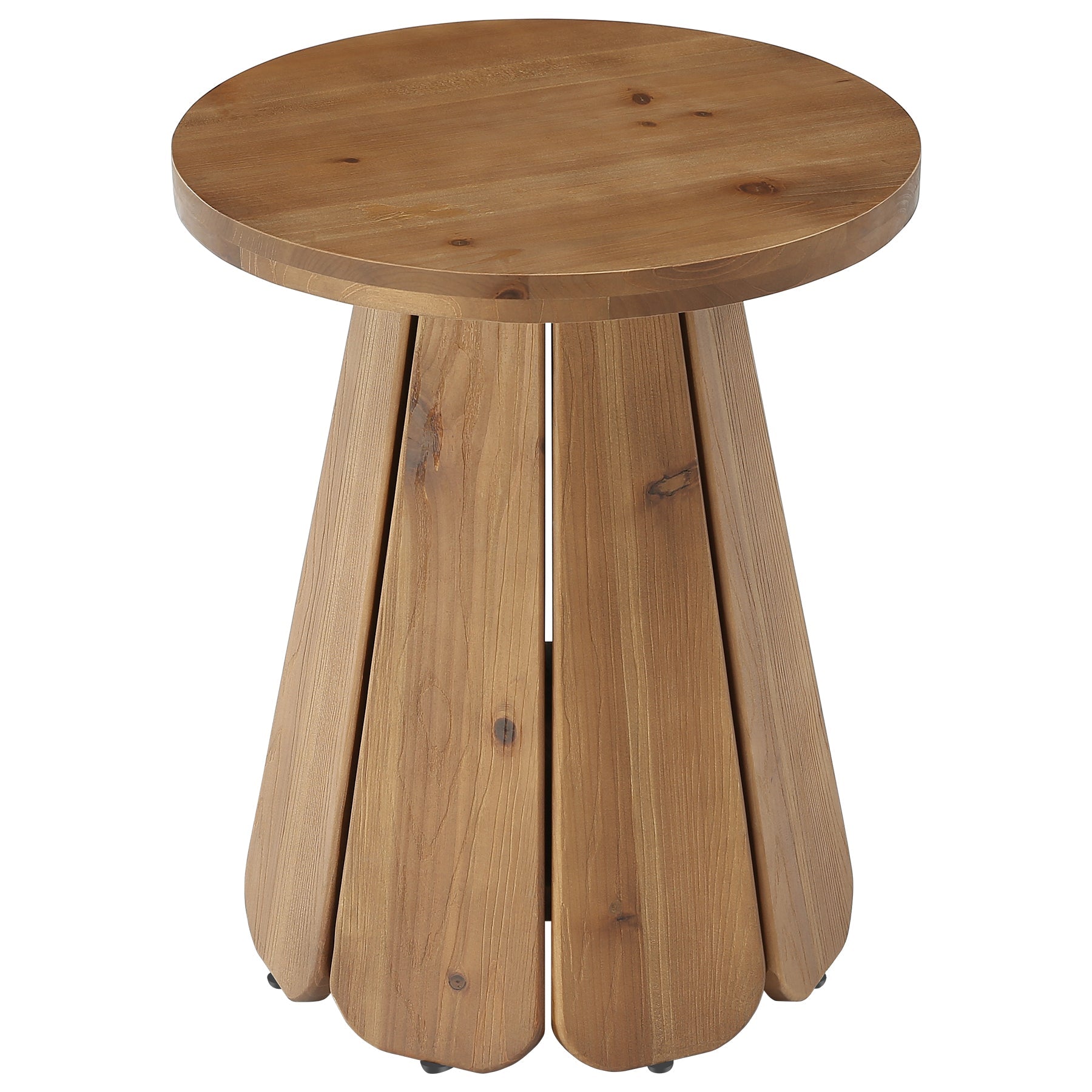 Tribesigns Mesa auxiliar redonda de madera maciza, Mesa de centro de estilo rústico de 50 cm con base escultural