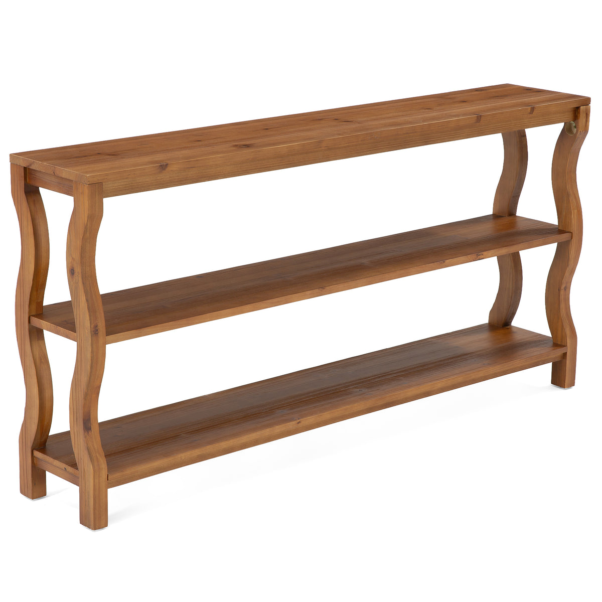 Consola de madera maciza de 3 niveles con estantes abiertos, Mesa de entrada de 160 cm Mesa de sofá o mesa auxiliar para recibidor, salón o detrás del sofá