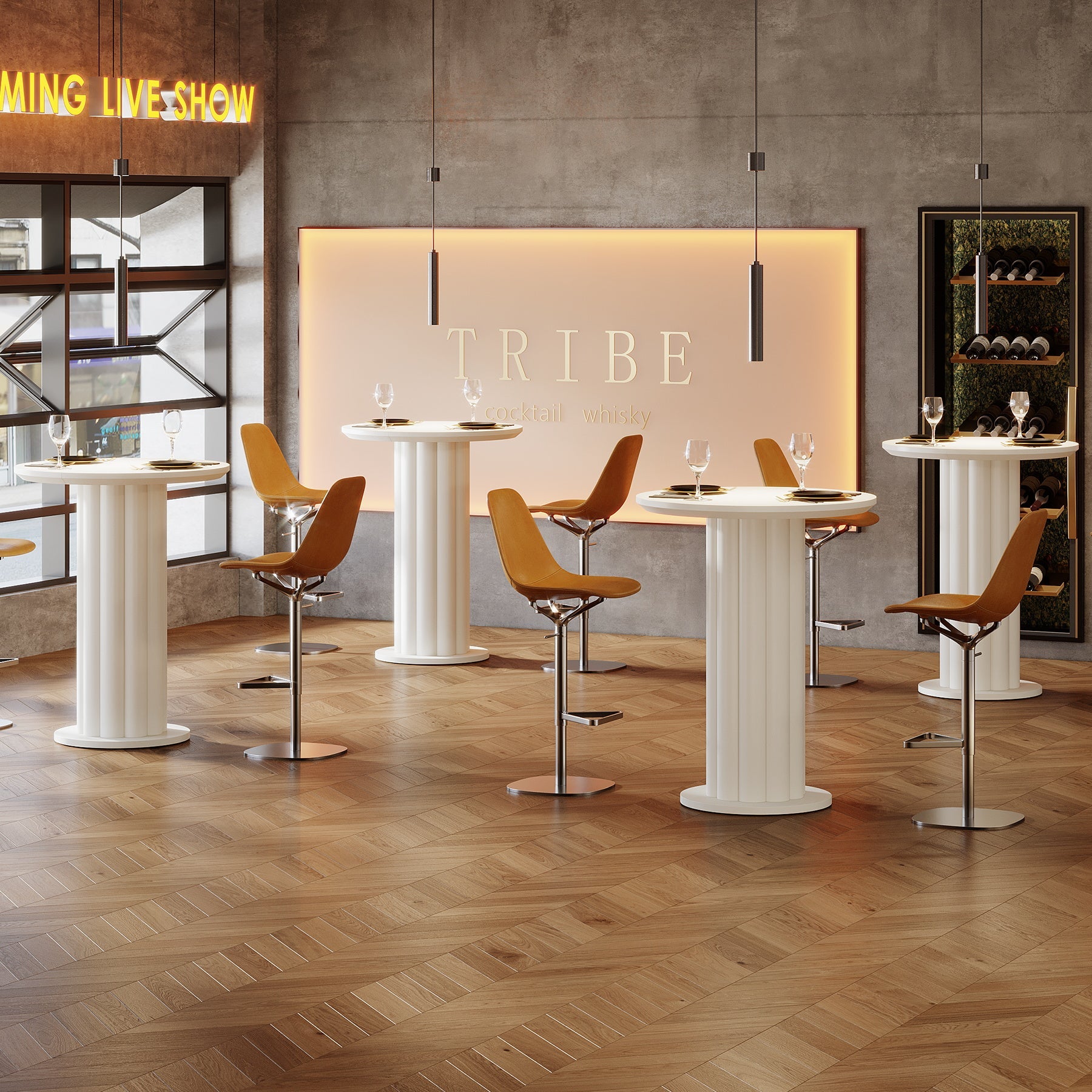 Tribesigns Mesa de bar redonda de 100 cm de alto con base de pedestal, Mesa alta de bar