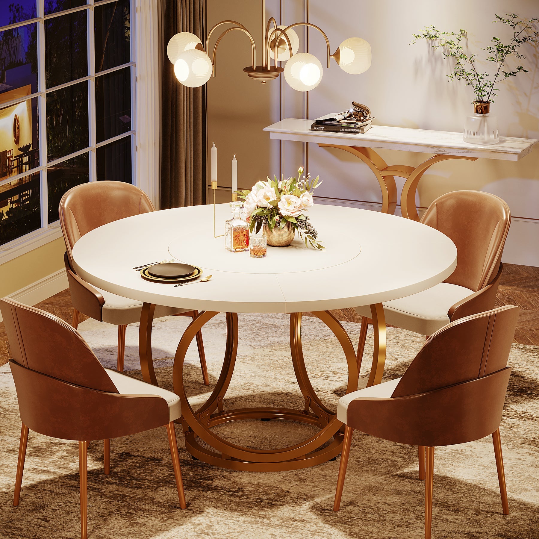 Tribesigns Mesa de comedor redonda, Mesa de comedor de cocina moderna de 120 cm