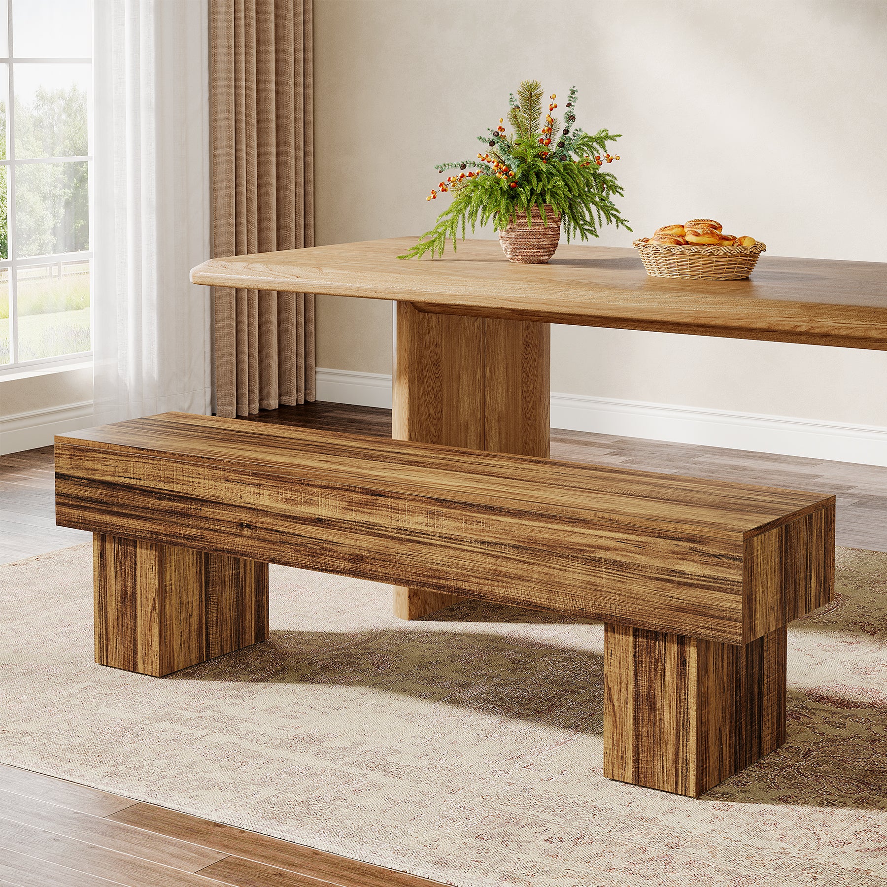 Tribesigns Banco de madera estilo granja de 160 cm para comedor