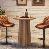 Mesa redonda de bar de 80 cm con base de pedestal acanalada, Mesa de bistró moderna a la altura de la barra 3
