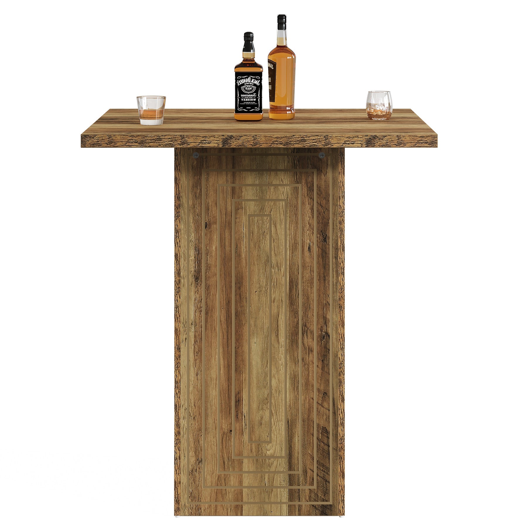 Tribesigns Mesa de bar cuadrada estilo granja de 79 cm con diseño geométrico para cocina y salón