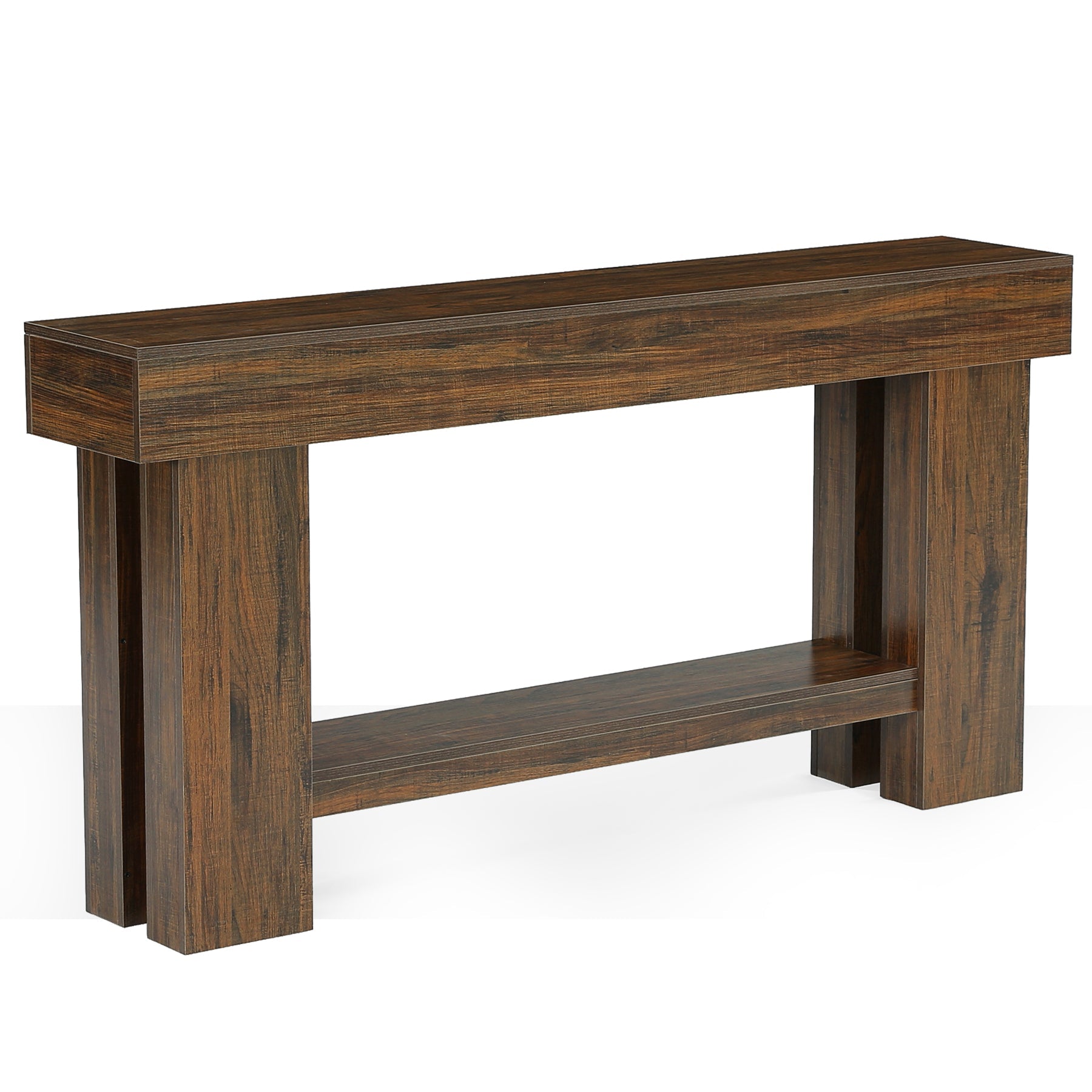 Tribesigns Mesa consola de estilo industrial de 160 cm y 2 niveles, Mesa estrecha para sofá con estante