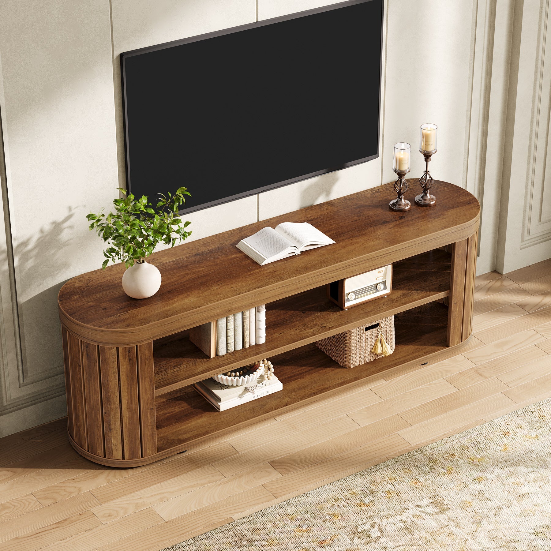 Tribesigns Mueble para TV (120 cm) para televisores de hasta 55 pulgadas, Mueble con 2 estantes abiertos