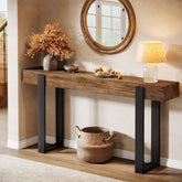 Tribesigns Mesa consola de madera maciza de 160 x 30 cm con patas de soporte metálicas 3