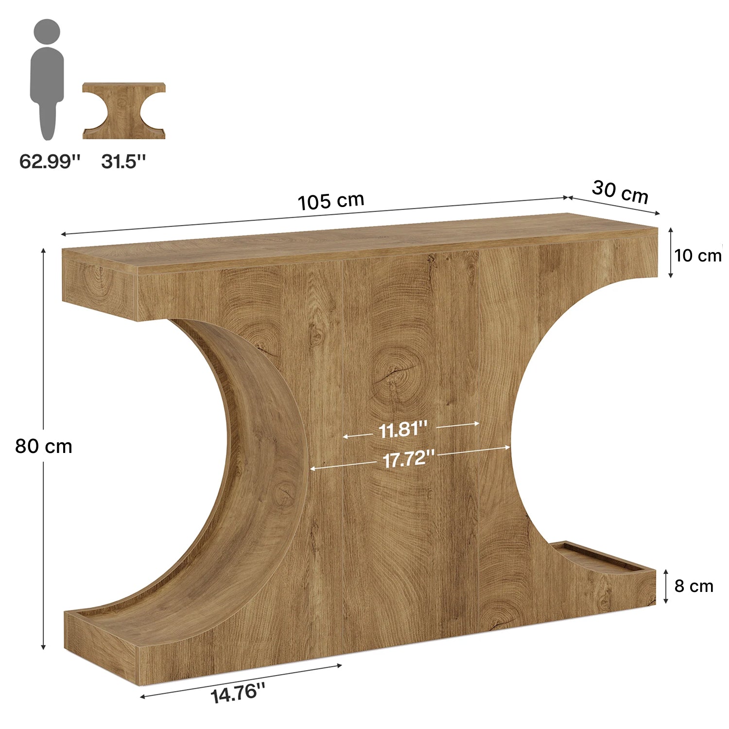 Tribesigns Consola estrecha de 105 cm de estilo rústico, Mesa de recibidor con estructura en forma de C