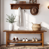 Tribesigns 140 cm Sitzbank mit Schuhablage, Flurbank mit 2 Ebenen, Garderobenbank im Landhausstil 3
