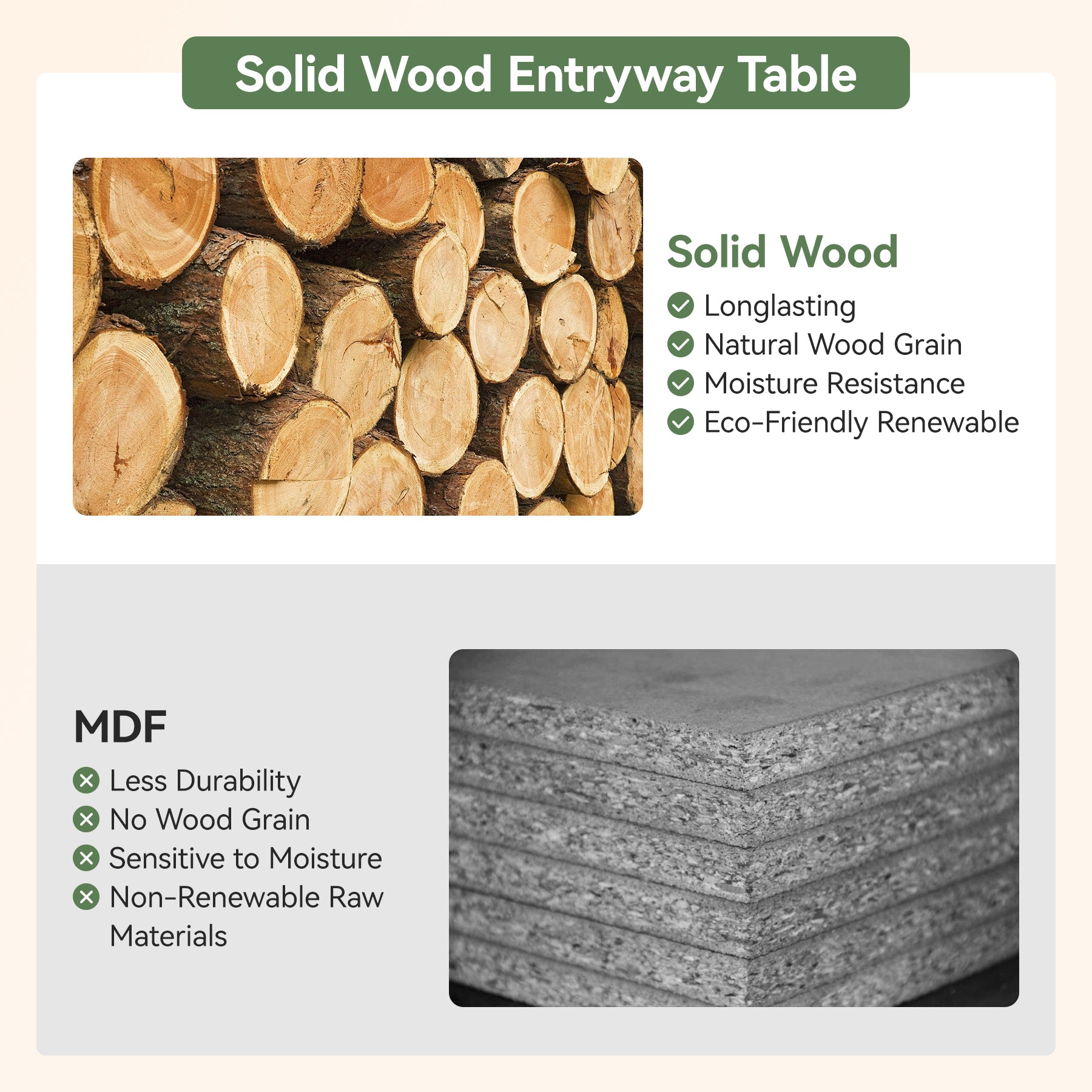 Tribesigns Mesa consola de madera maciza de 120 cm, Mesa de recibidor de 3 niveles de estilo rústico con estantes