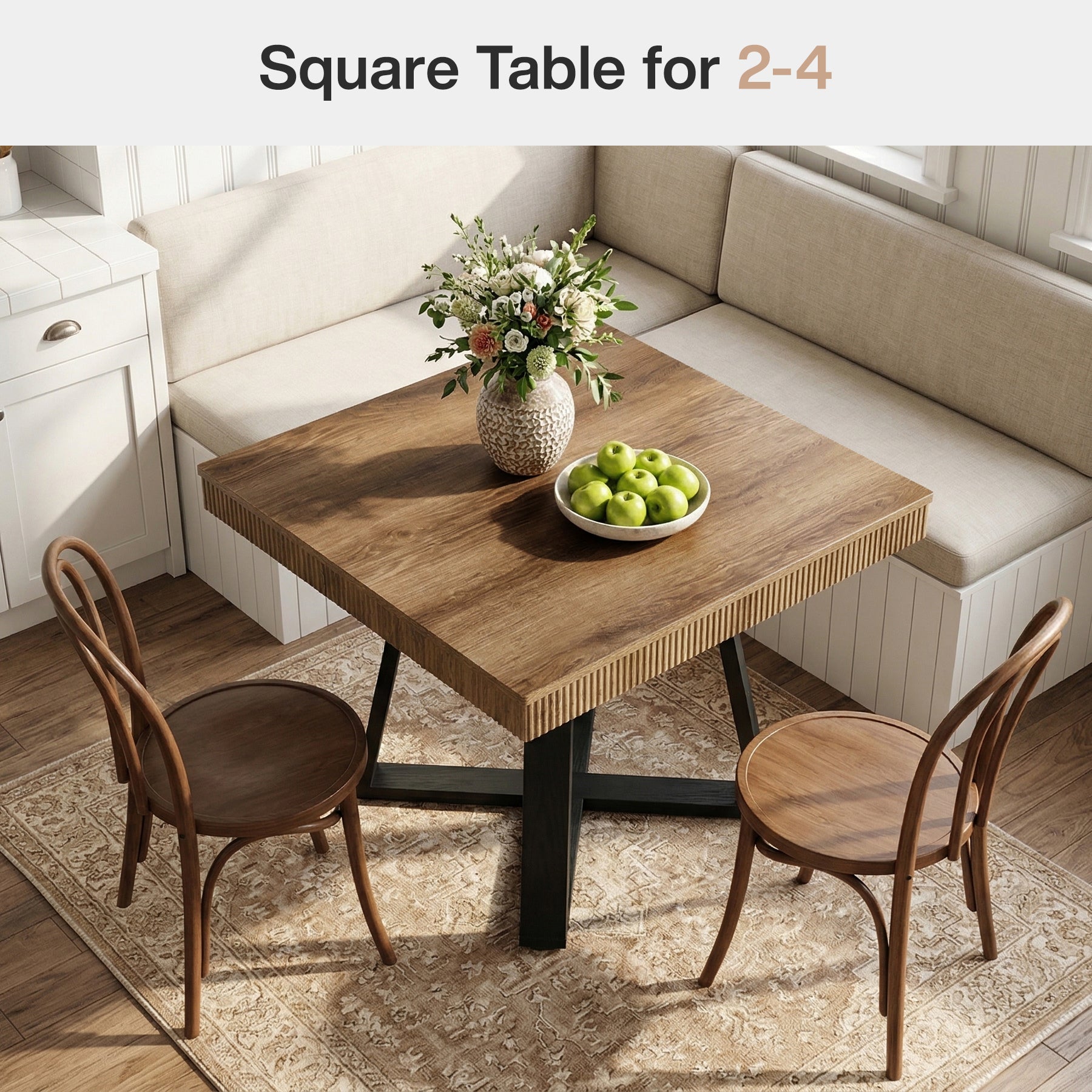 Tribesigns Mesa de Comedor Pequeña, Cuadrada de 80x80 cm para 2 a 4 Personas, Mesa de Cocina que Ahorra Espacio con Estructura en Forma de X